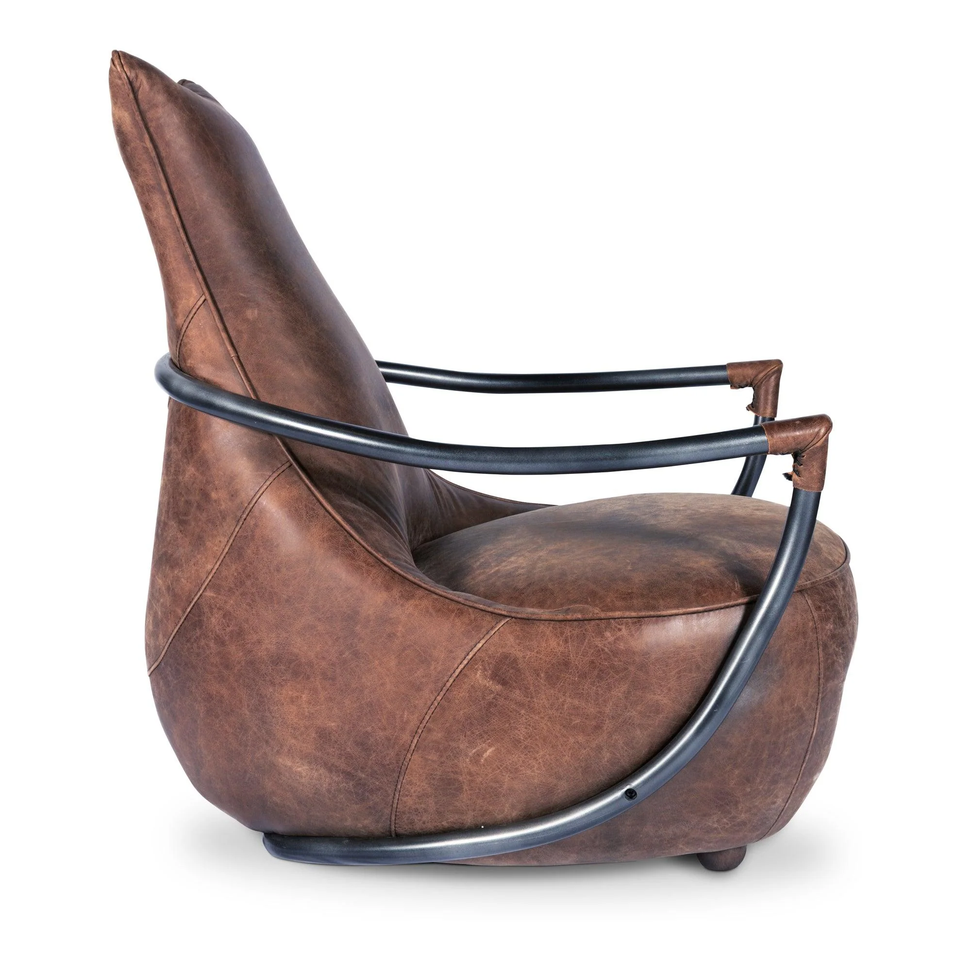 Carlisle Club Chair Grazed Brown Leather - Frankwebs