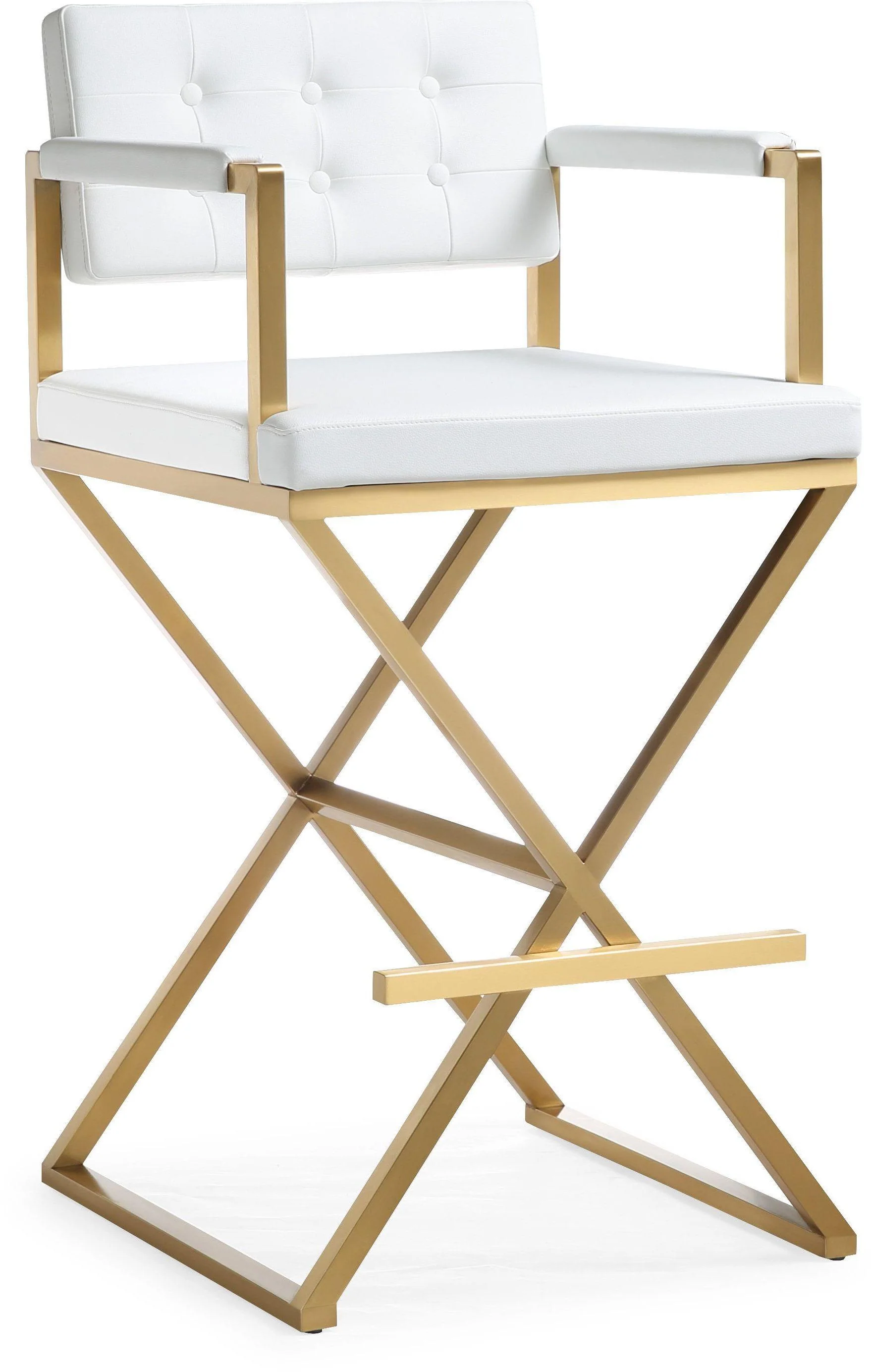 Director White Gold Steel Barstool - Frankwebs