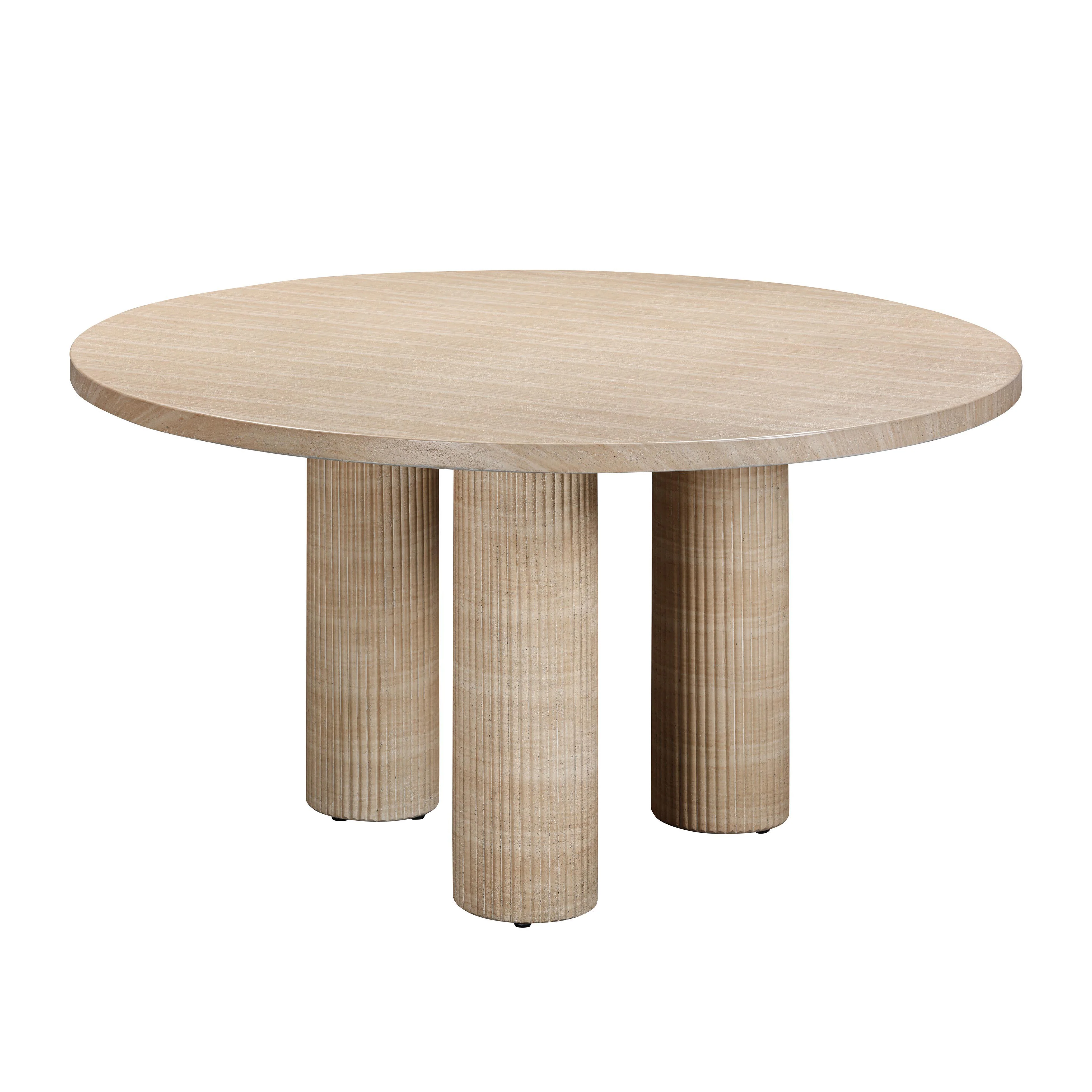 Patti Textured Faux Travertine Indoor / Outdoor Round Dining Table - Frankwebs