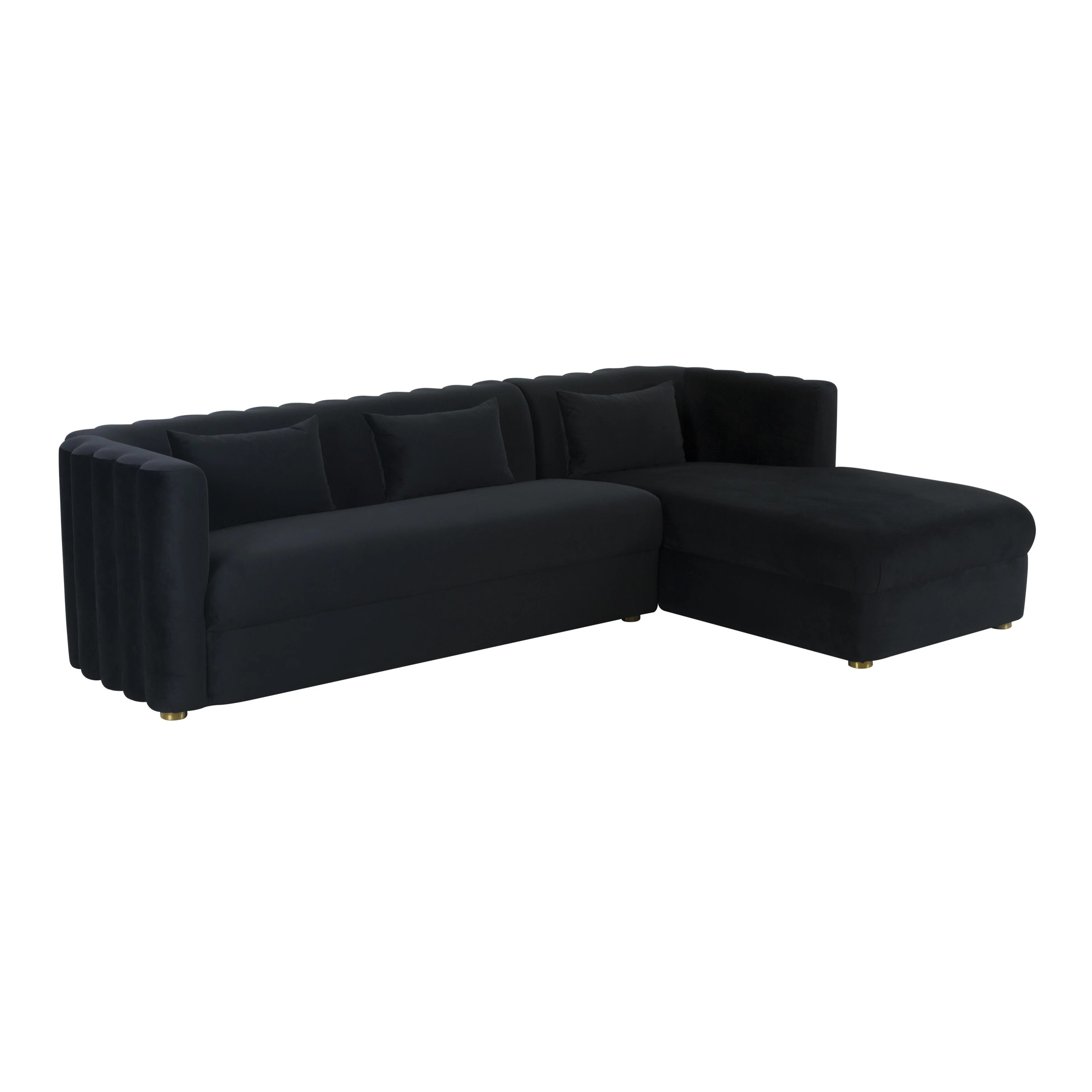 Callie Black Velvet Sectional - RAF - Frankwebs