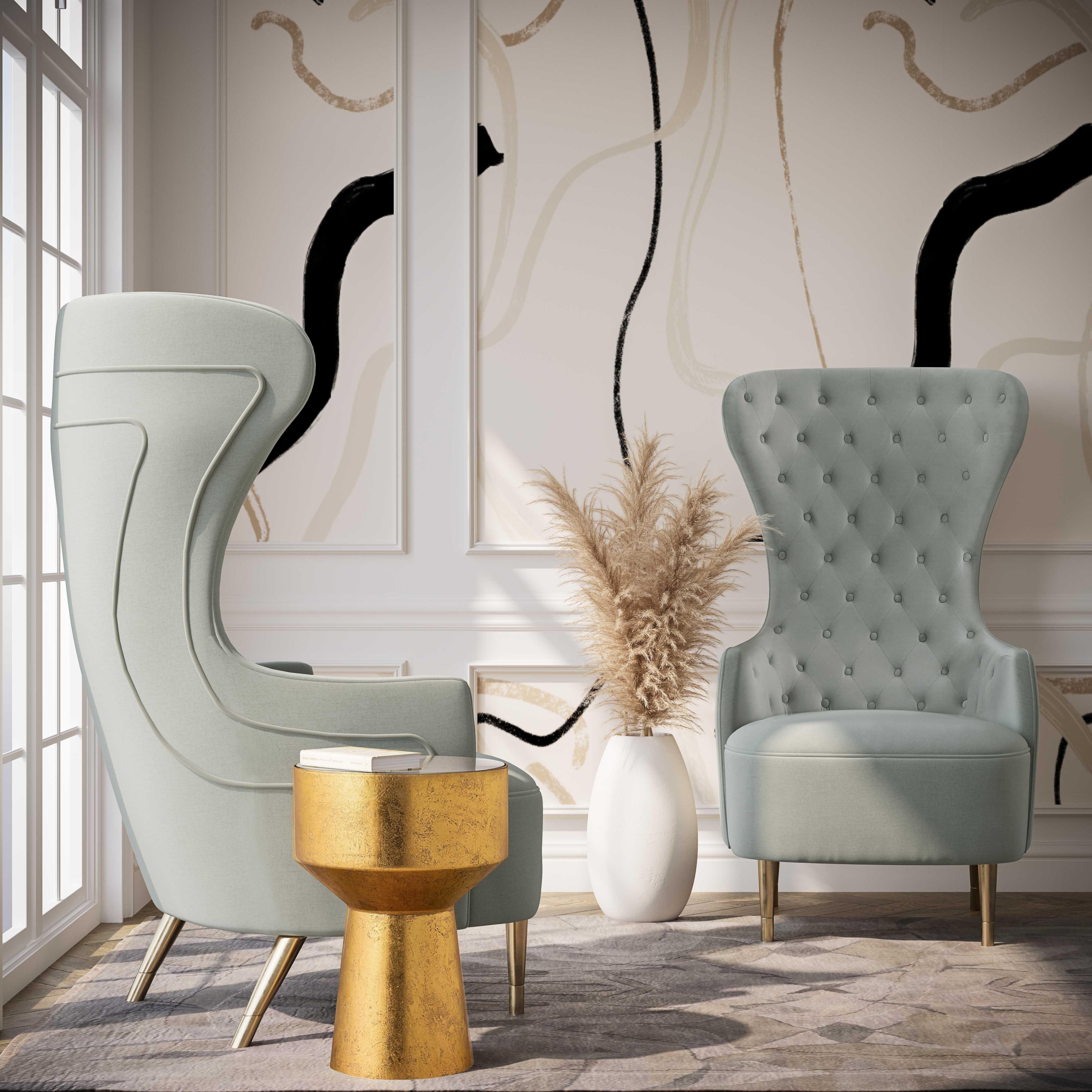 Jezebel Grey Velvet Wingback Chair - Frankwebs