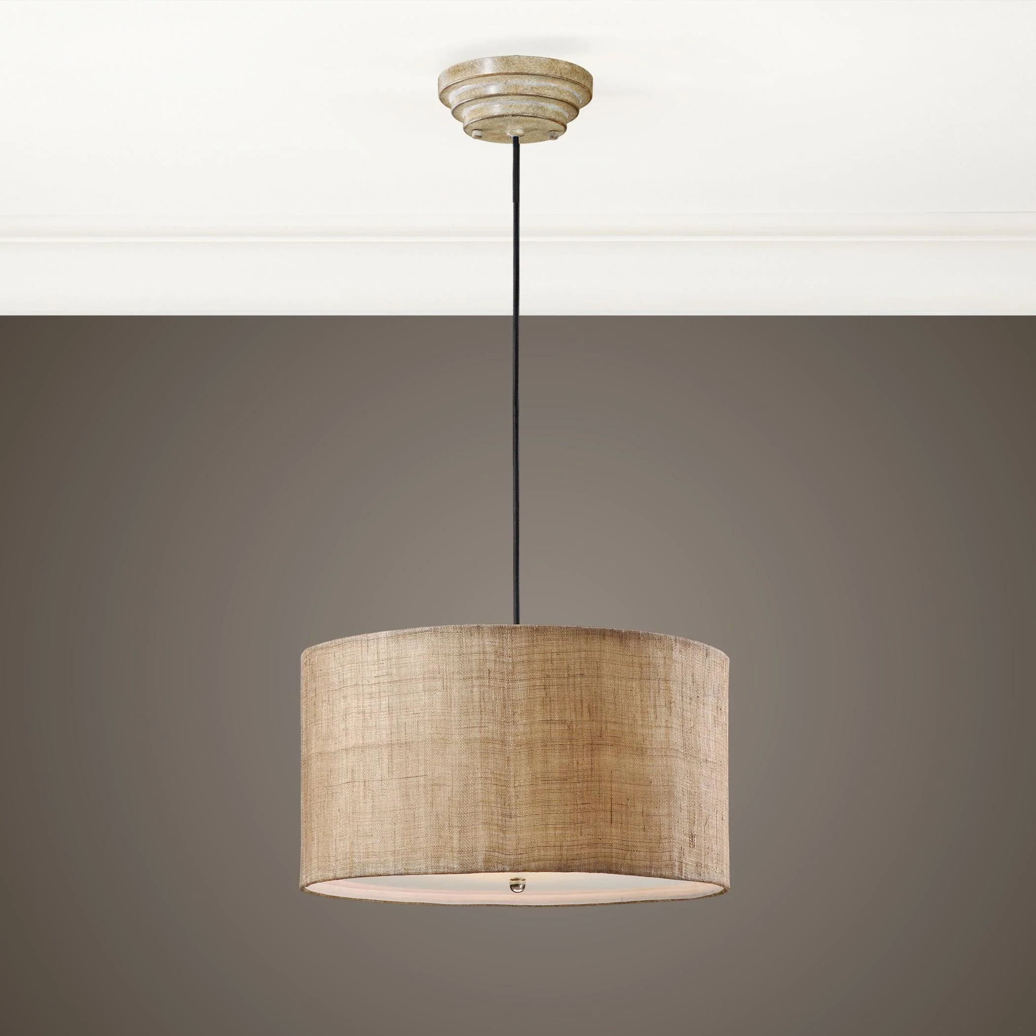 DAFINA 3 LIGHT BURLAP DRUM PENDANT - Frankwebs
