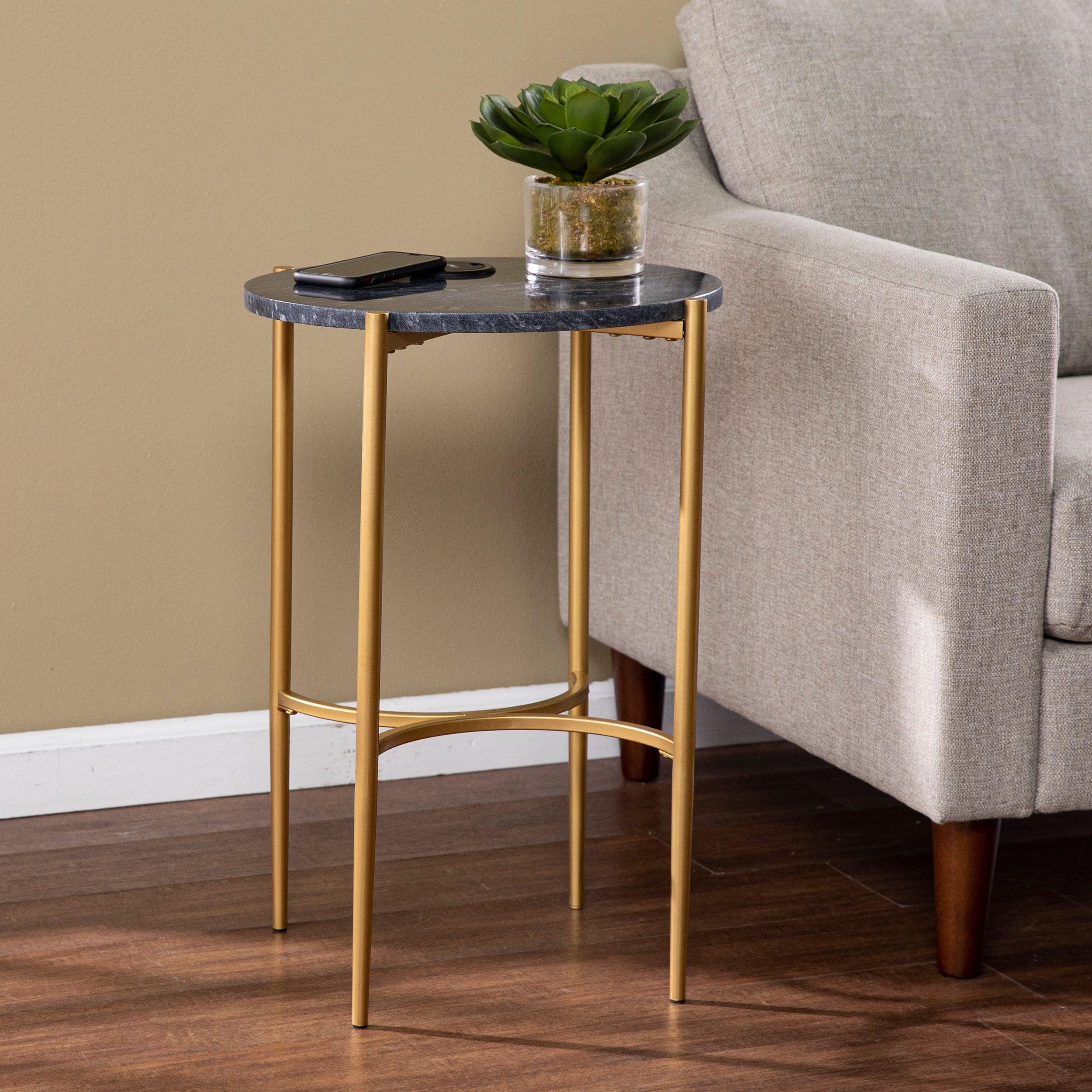Clarvin Side Table w/ Wireless Charging Station - Frankwebs