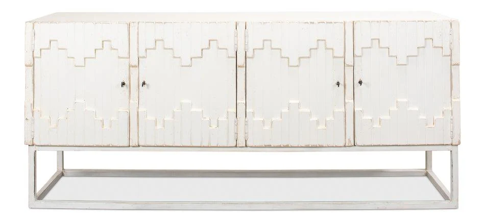 Aztec Sideboard On Stand - Whitewash - Frankwebs