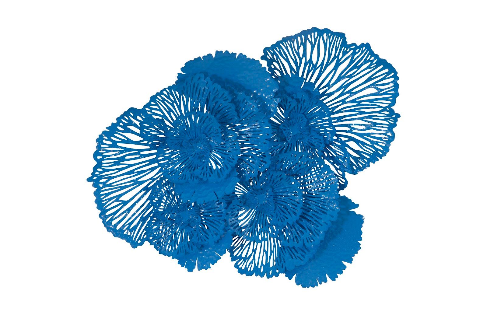 Flower Wall Art, Large, Blue, Metal - Frankwebs