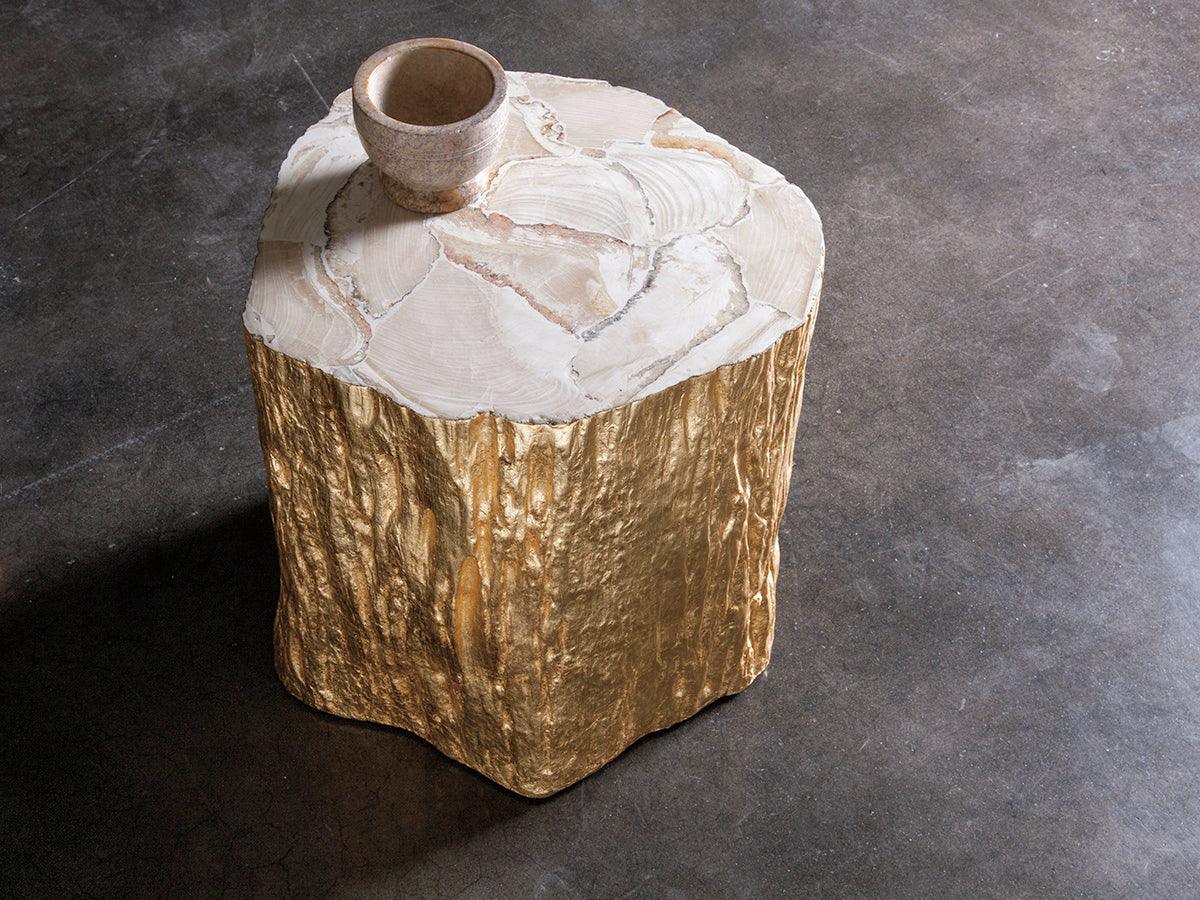 Signature Designs Trunk Segment Spot Table - Gold Leaf - Frankwebs