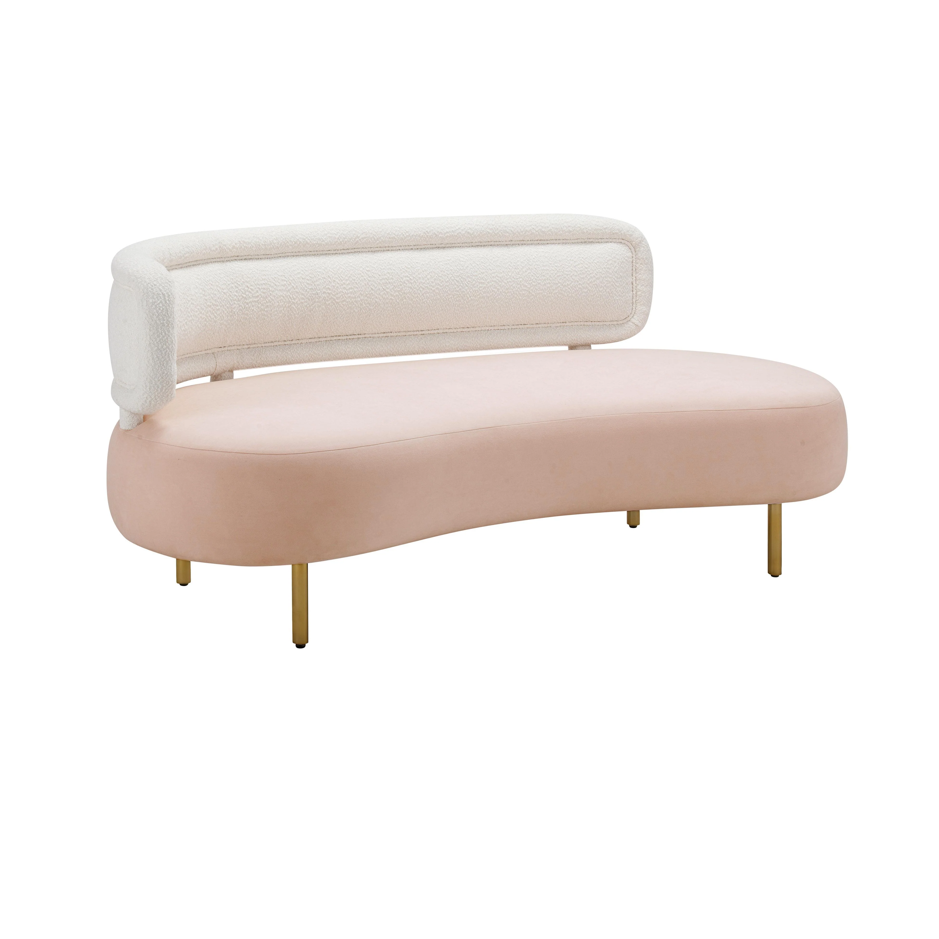 Tischa Cream Boucle & Blush Velvet Sofa - Frankwebs