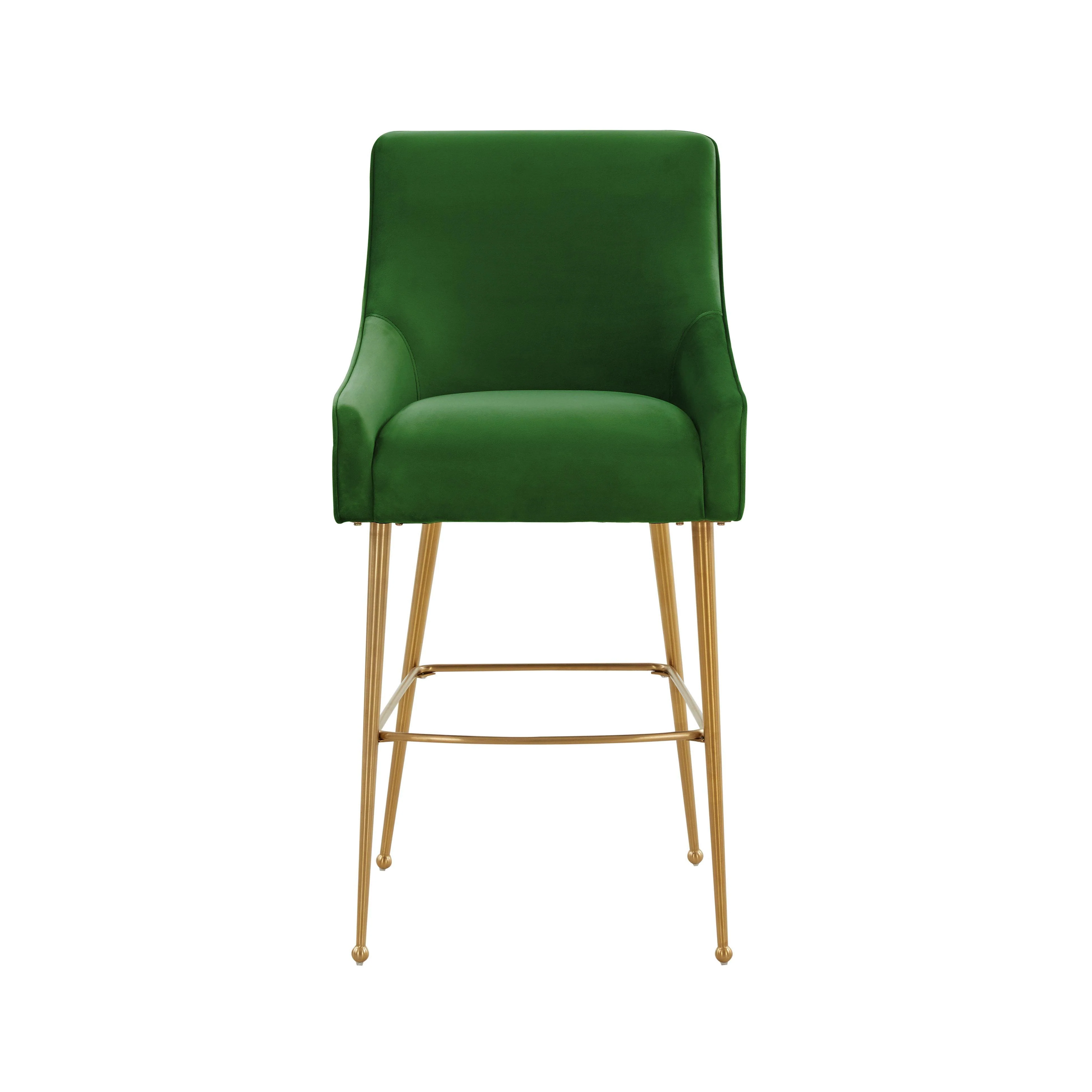 Beatrix Green Velvet Bar Stool - Gold Legs - Frankwebs