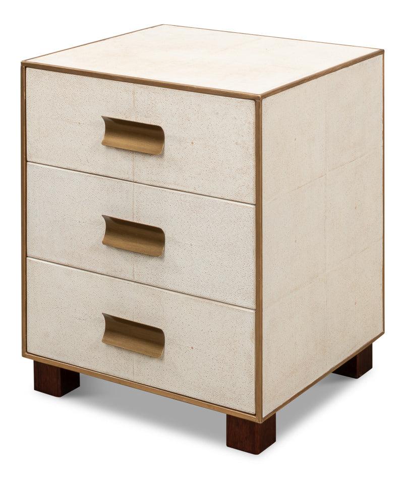 Shagreen 3 Drawer Side Table Osprey Wht - Frankwebs