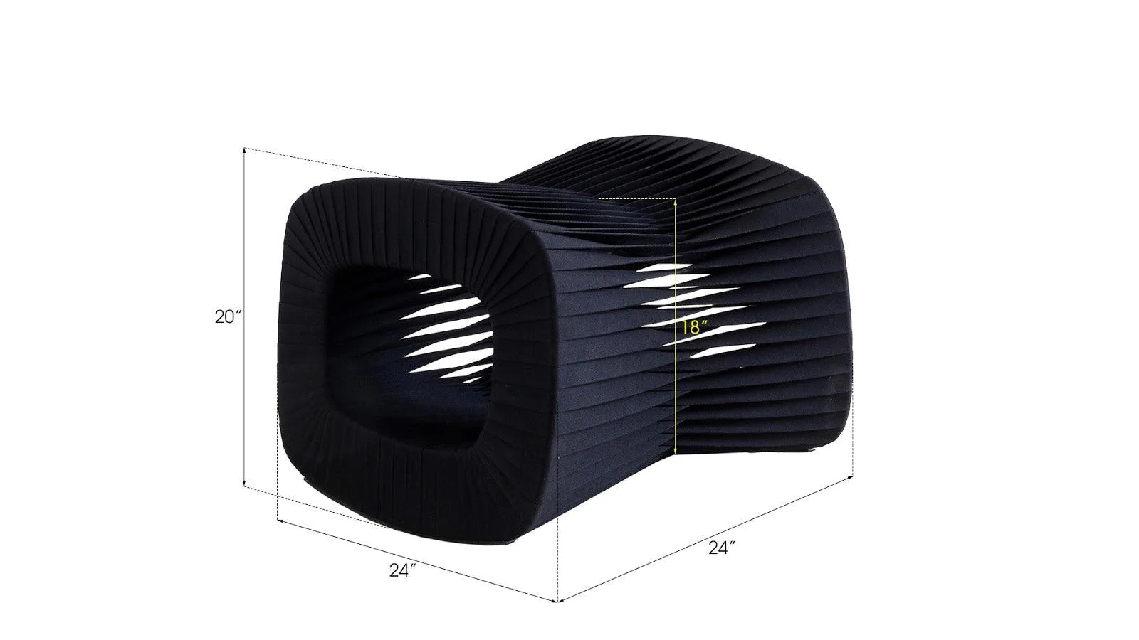 Seat Belt Ottoman, Black/Black - Frankwebs