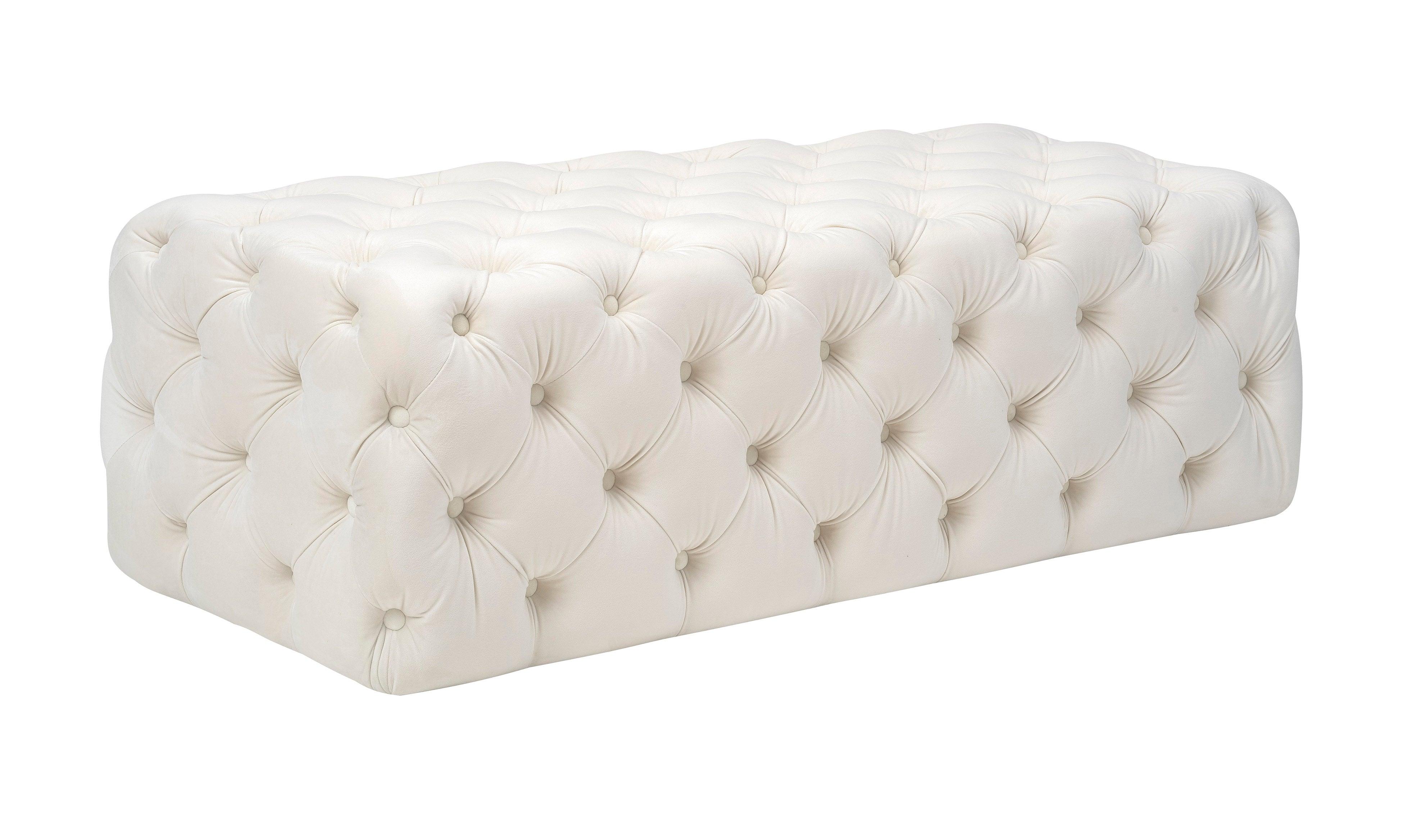 Kaylee Cream Velvet Ottoman - Frankwebs