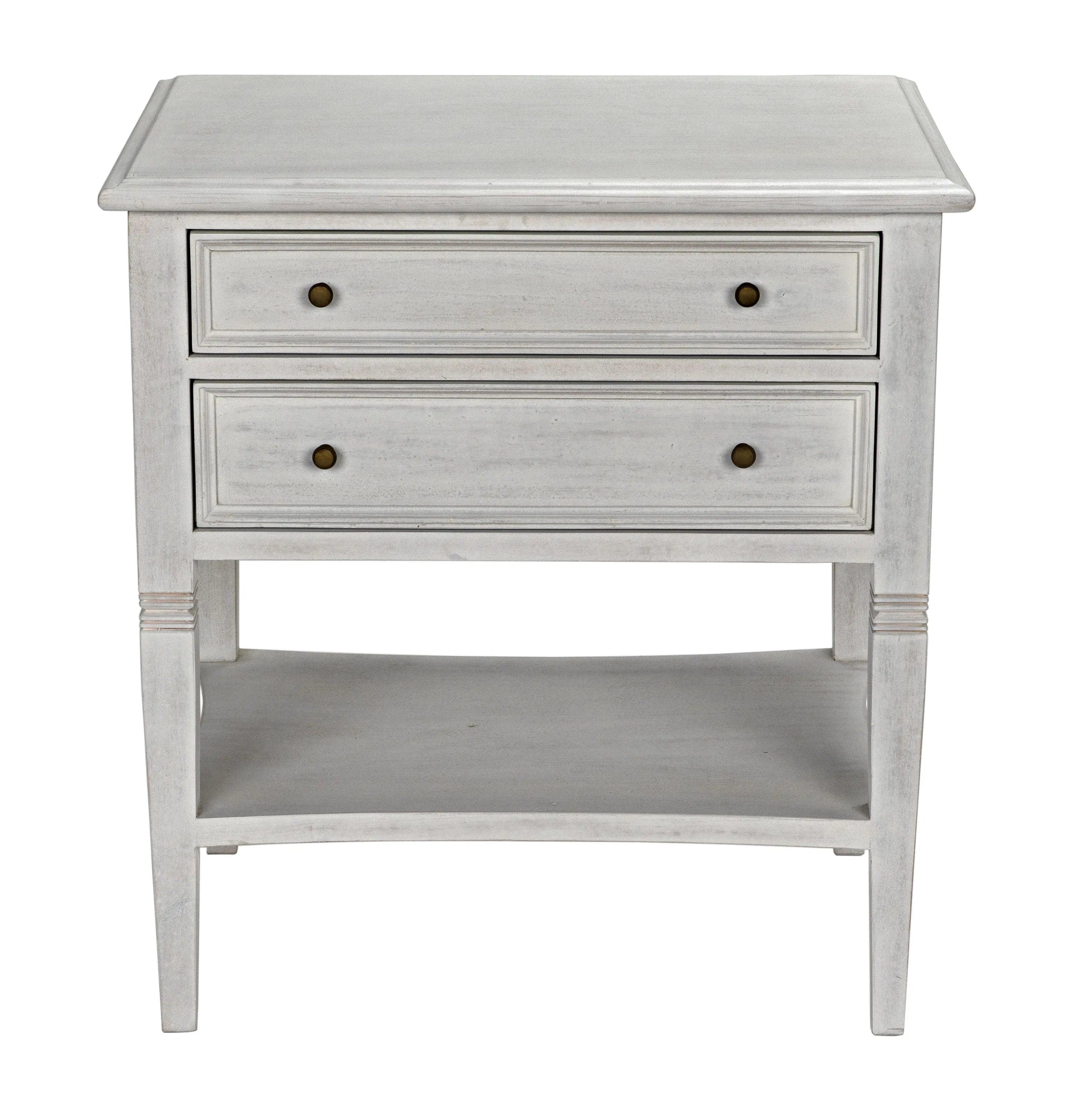 Oxford 2-Drawer Side Table, White Wash - Frankwebs