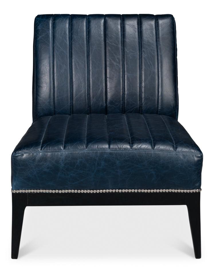 Agave Slipper Chair Distilled Lthr - Blue - Frankwebs