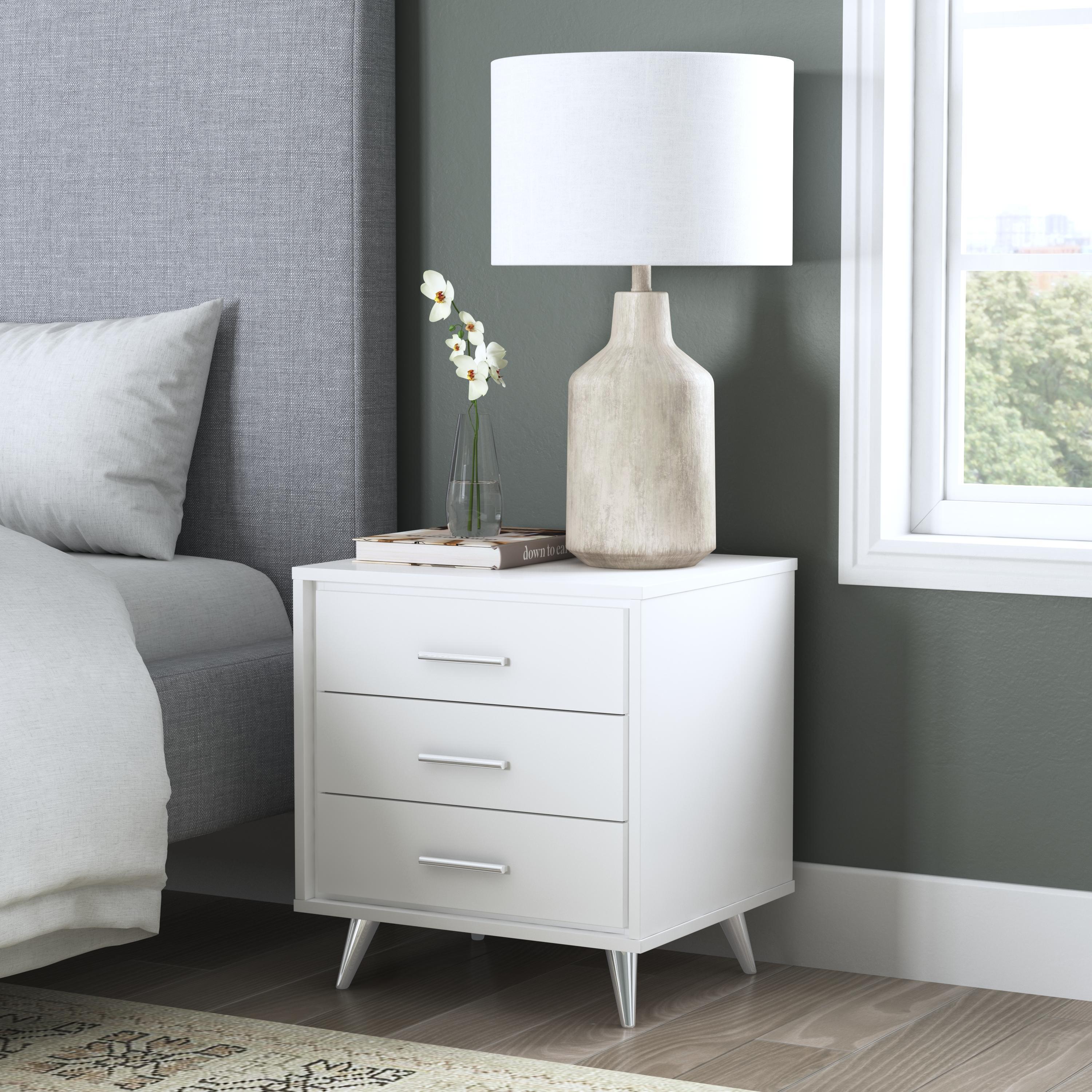 Oren Nightstand with Drawers - White - Frankwebs