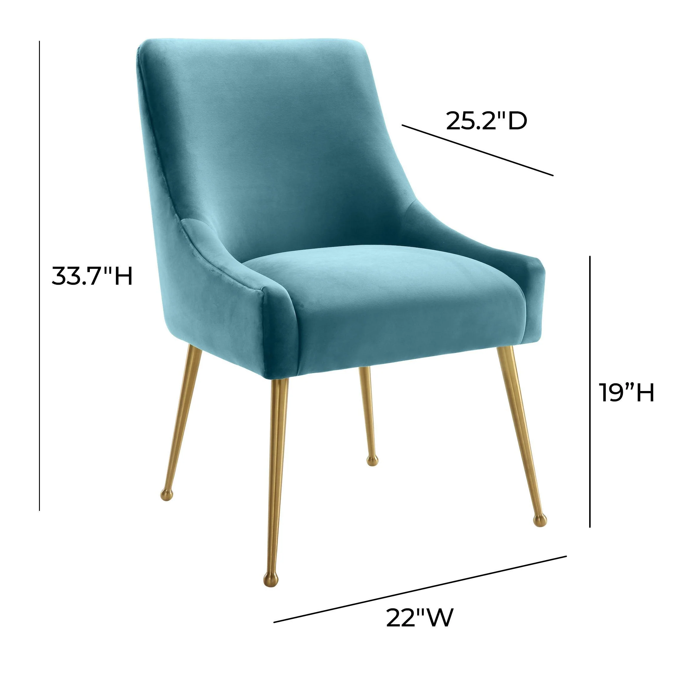 Beatrix Sea Blue Velvet Side Chair - Frankwebs