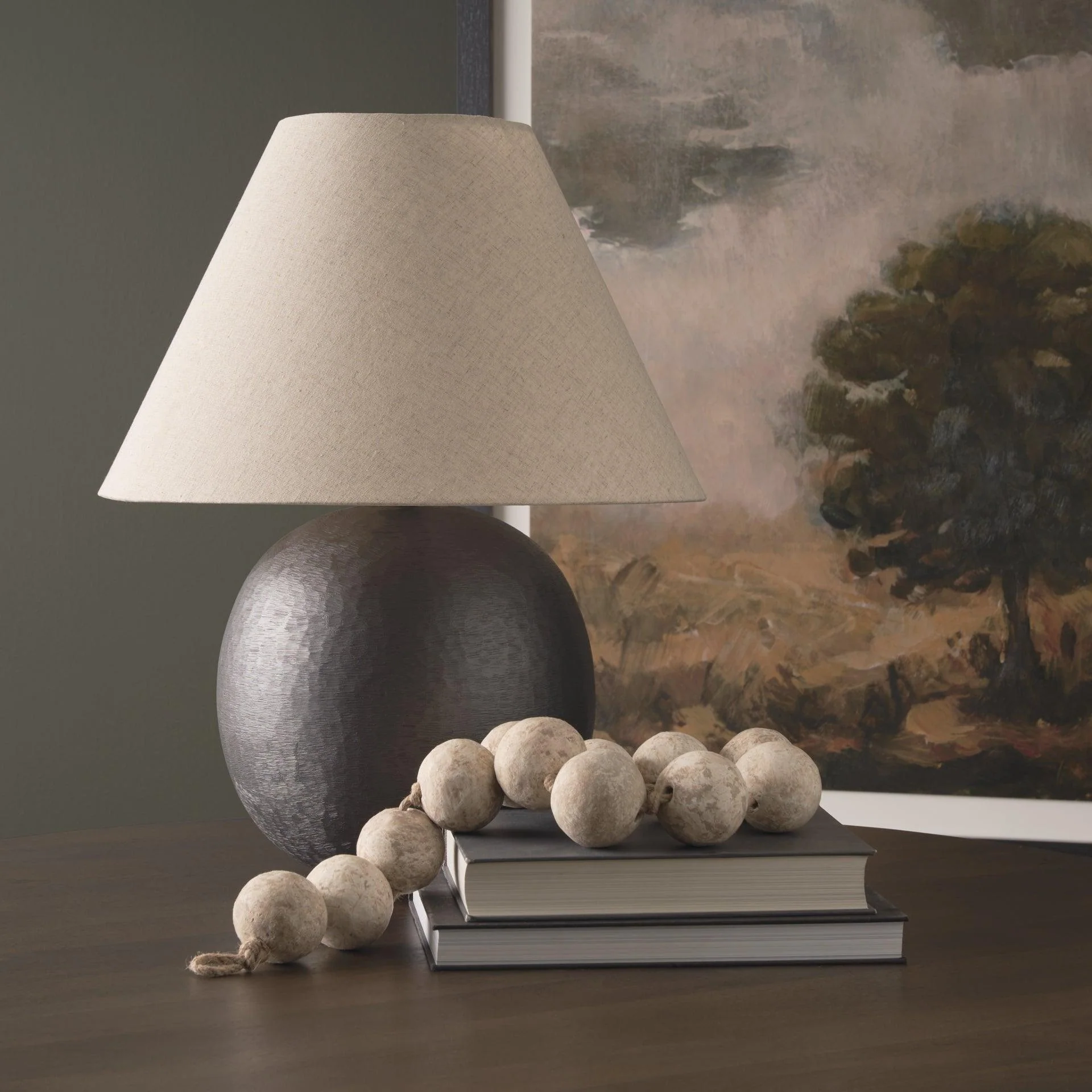 Sadiyah Black Brushed Metal w/ Beige Shade Table Lamp - Frankwebs