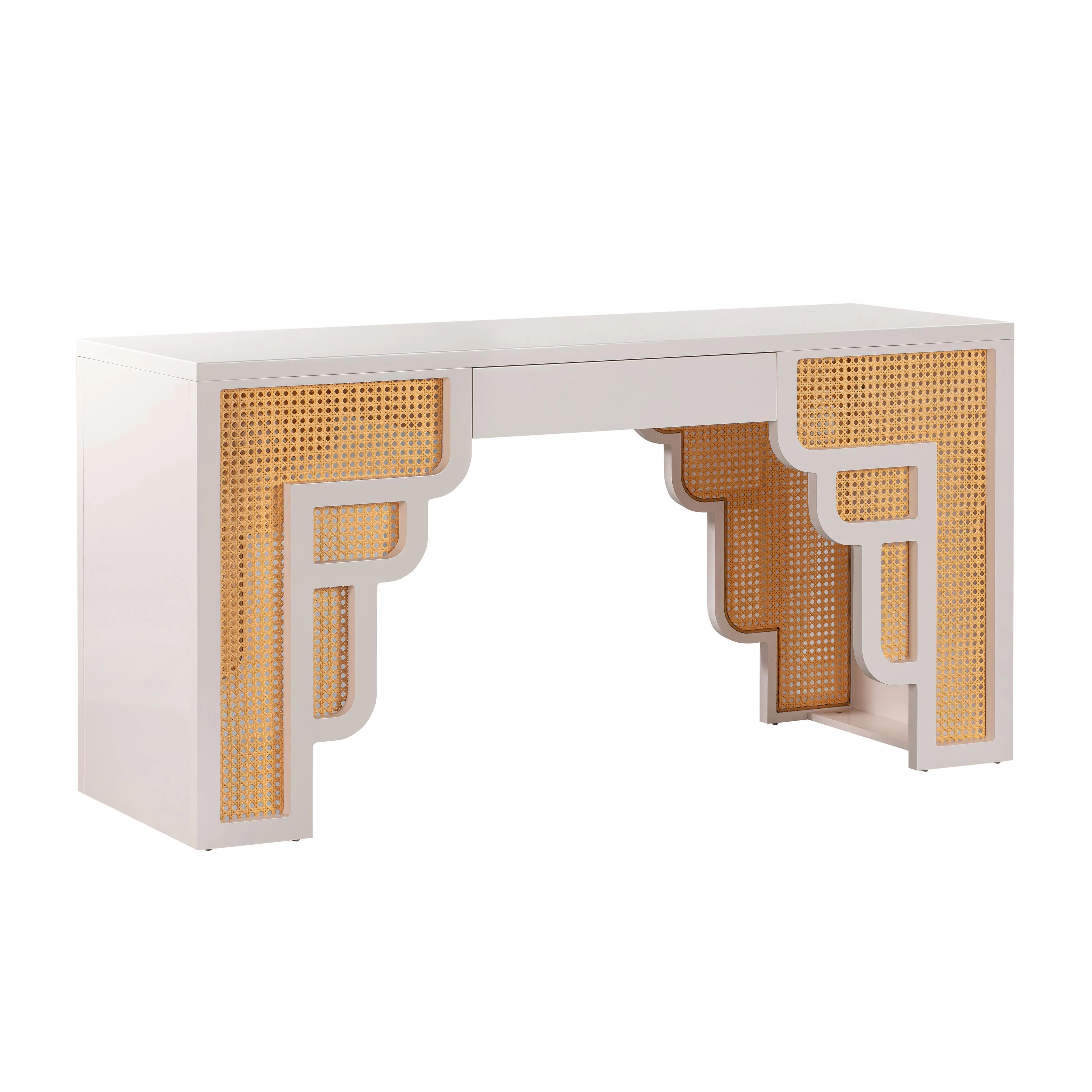 Suzie Cream & Rattan Executive Desk - Frankwebs
