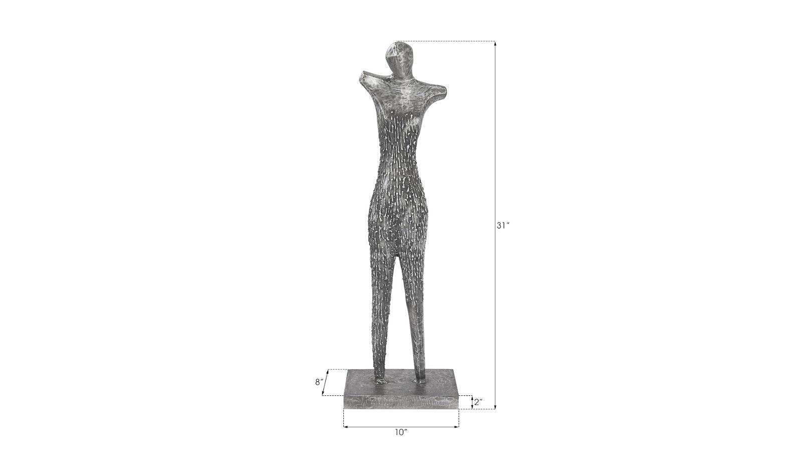 Abstract Female Sculpture on Stand, Black/Silver, Aluminum - Frankwebs