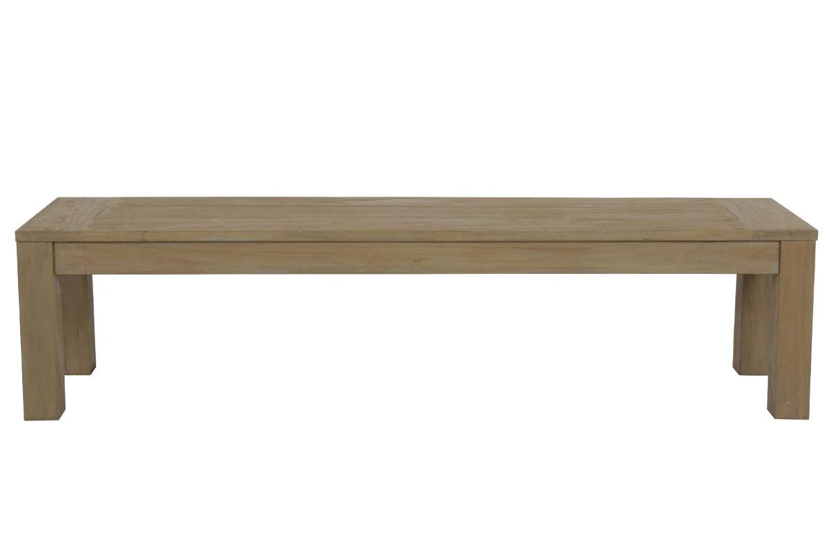 Coastal Teak Dining Bench in Canvas Canvas, No Welt - Frankwebs