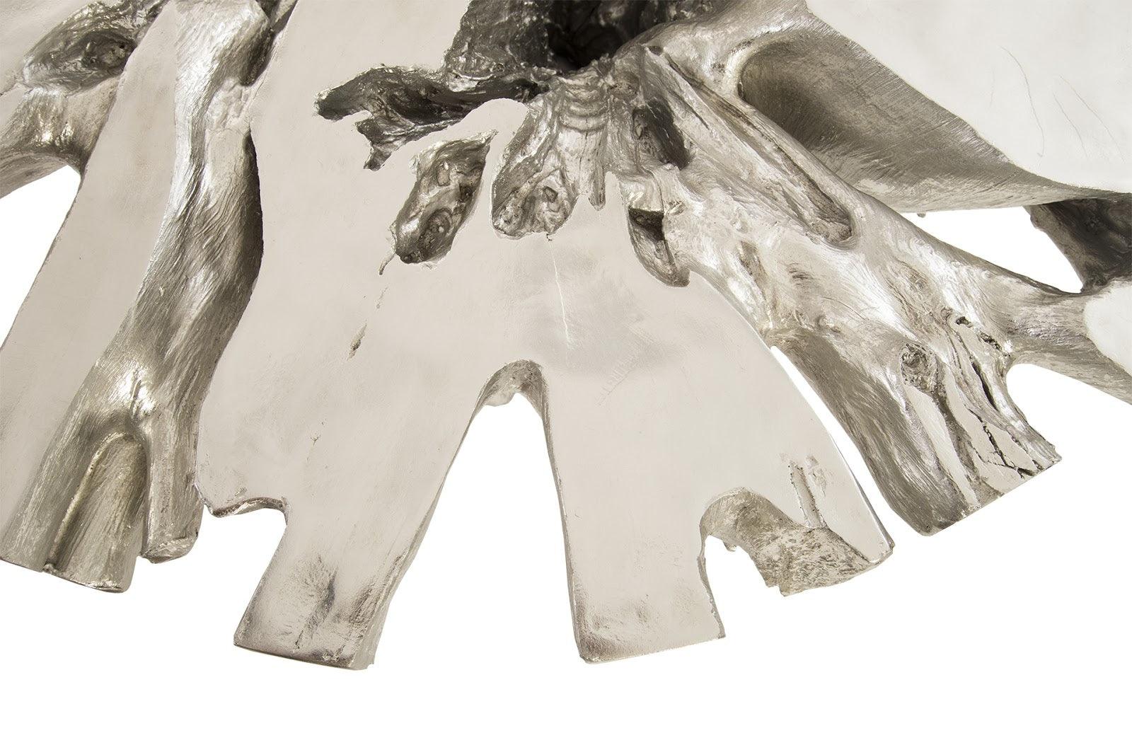 Otis Root Coffee Table with Glass, Silver Leaf - Frankwebs