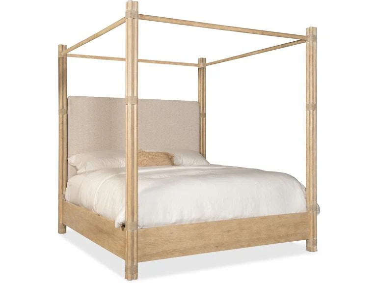 Retreat Pole Rattan Upholstered Poster Bed w/Canopy - Frankwebs