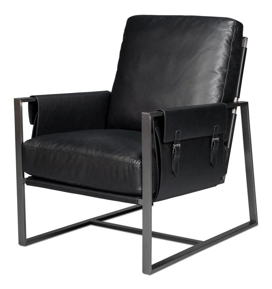 Edmonds Distilled Leather Chair Onyx Blk - Frankwebs