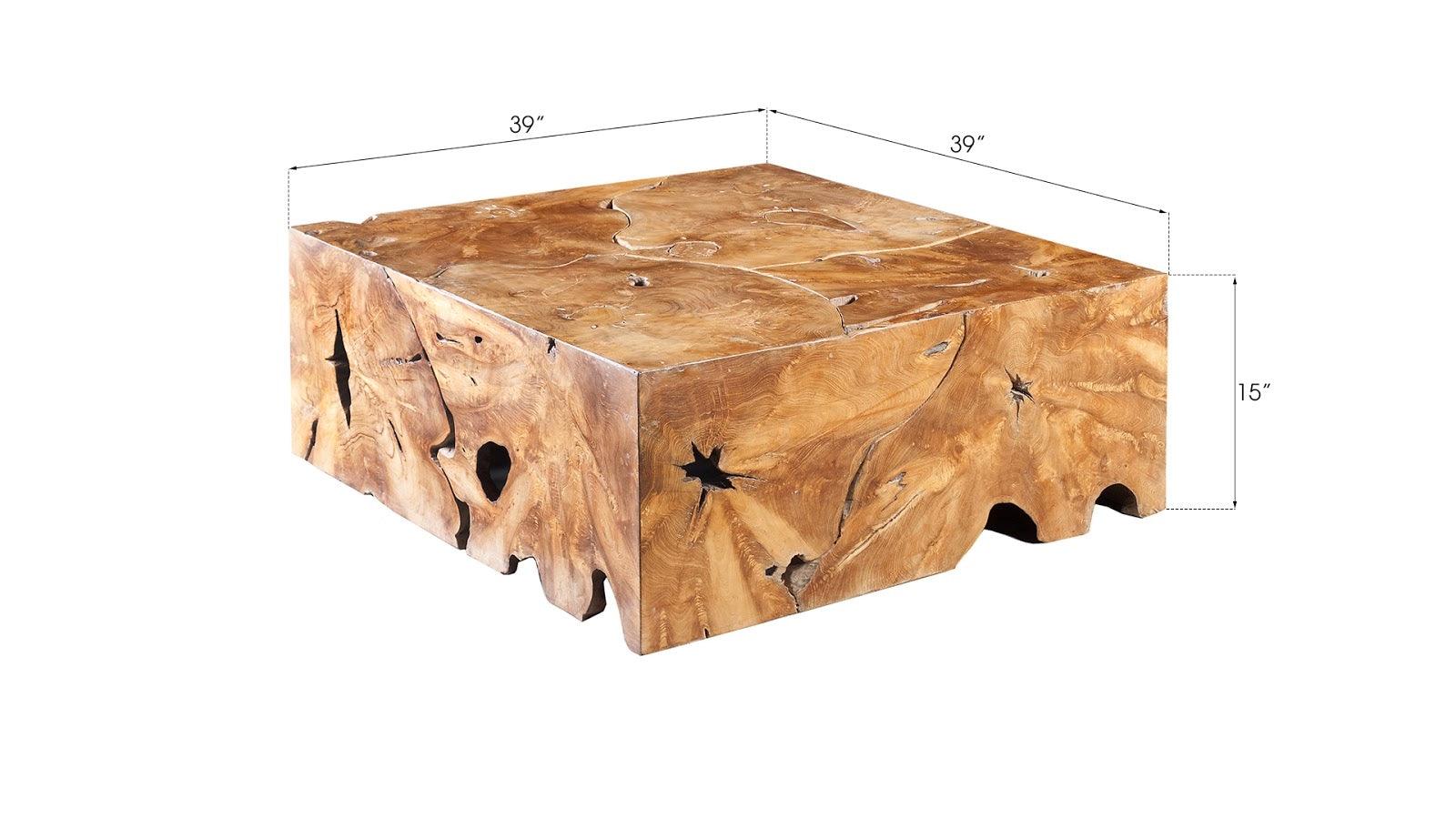 Teak Slice Coffee Table, Square - Frankwebs