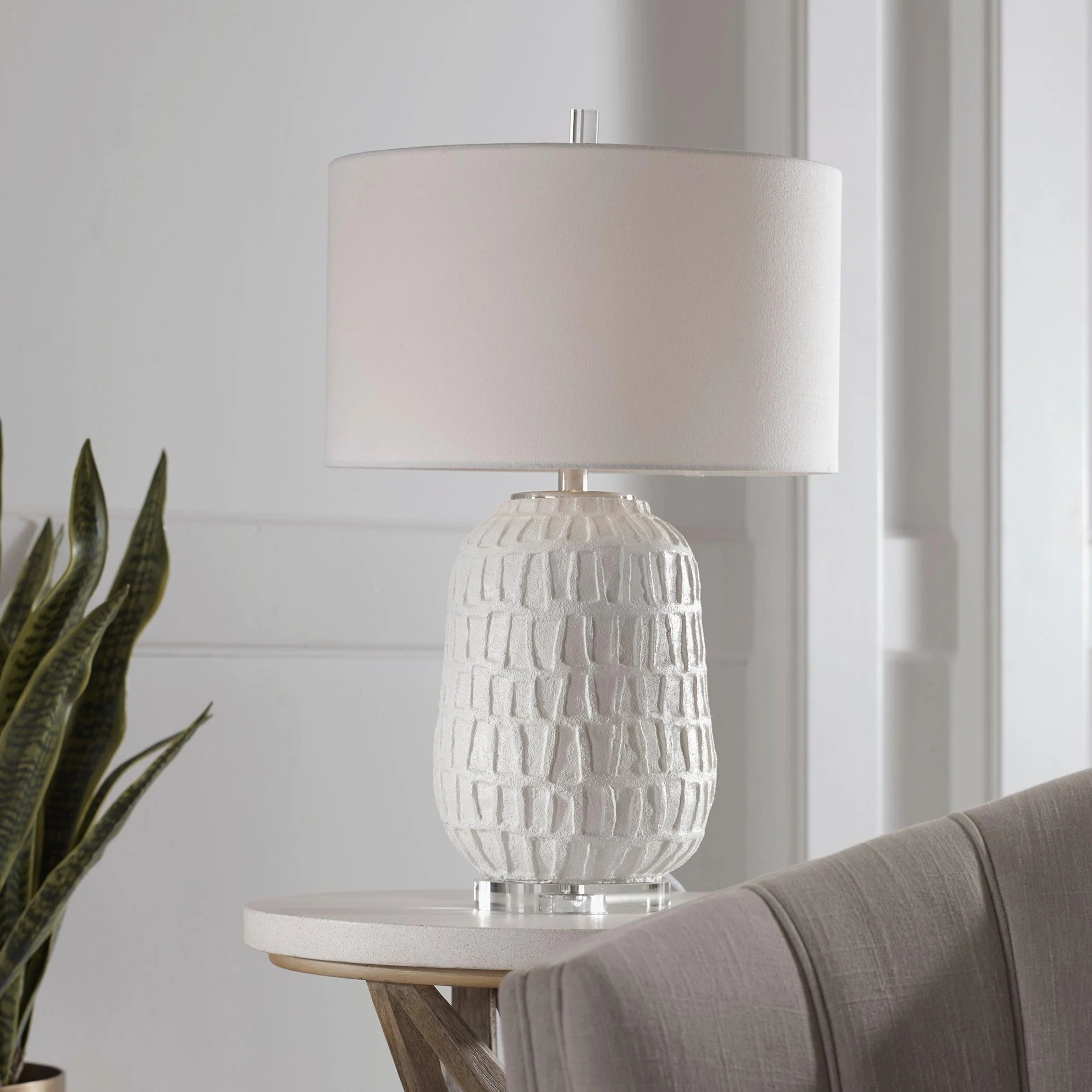 CAELINA TEXTURED WHITE TABLE LAMP - Frankwebs