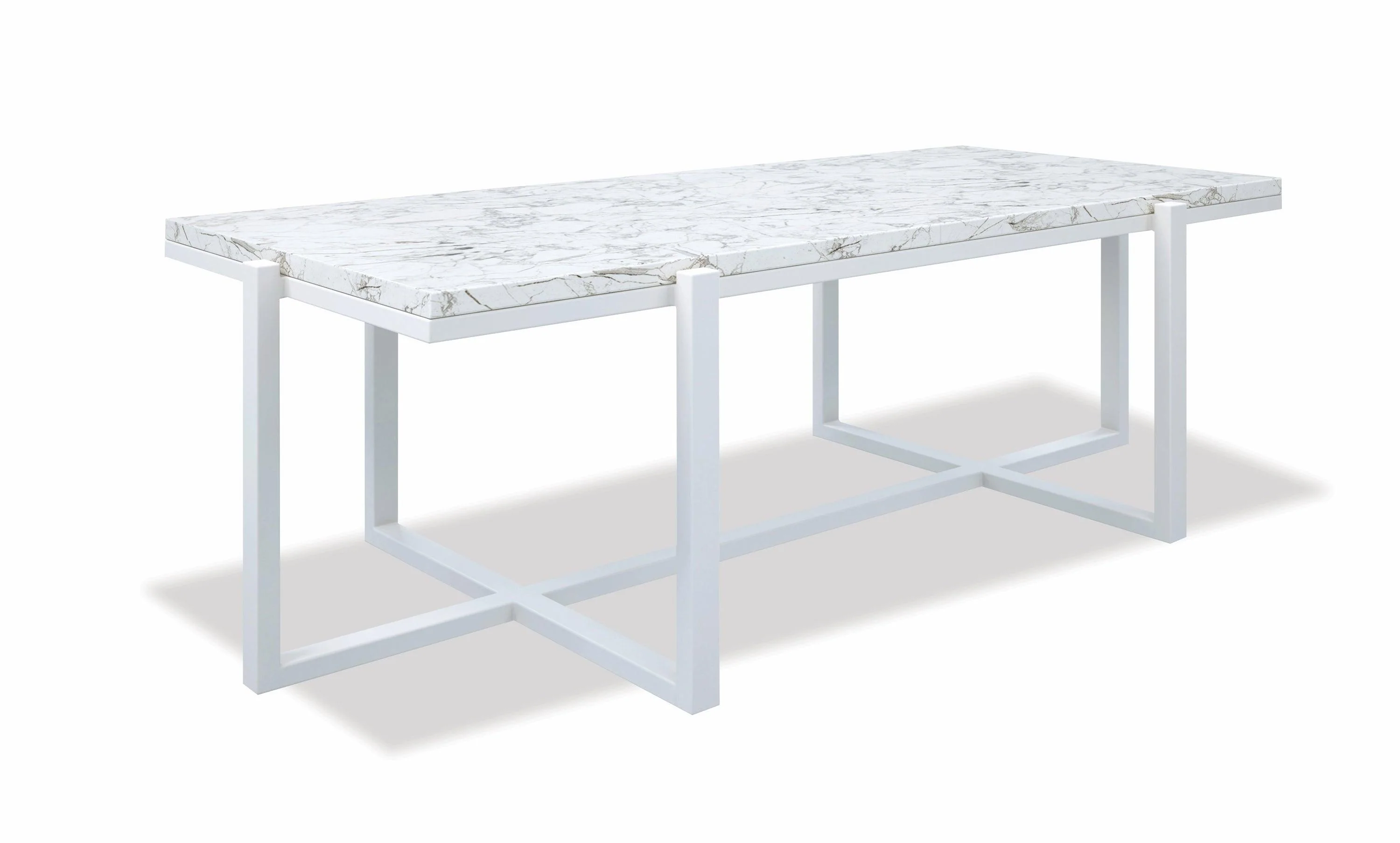 Rectangle Coffee Table, Front Finish with Carrara Marble Top - Frankwebs