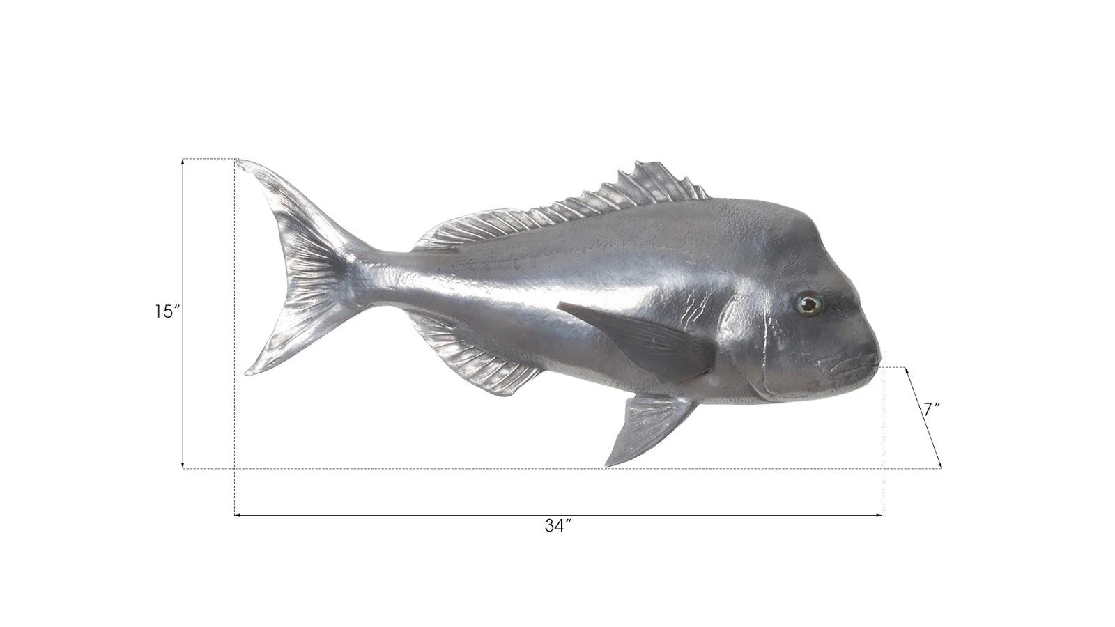 Australian Snapper Fish Wall Sculpture, Resin, Polished Aluminum Finish - Frankwebs