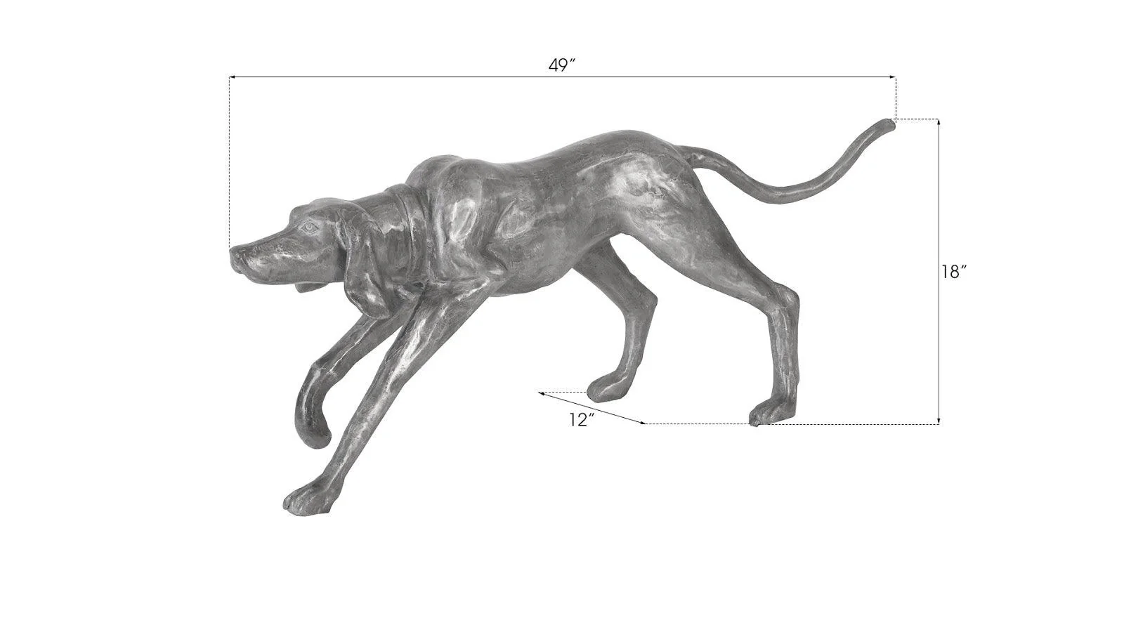 Walking Dog Sculpture, Black/Silver, Aluminum - Frankwebs