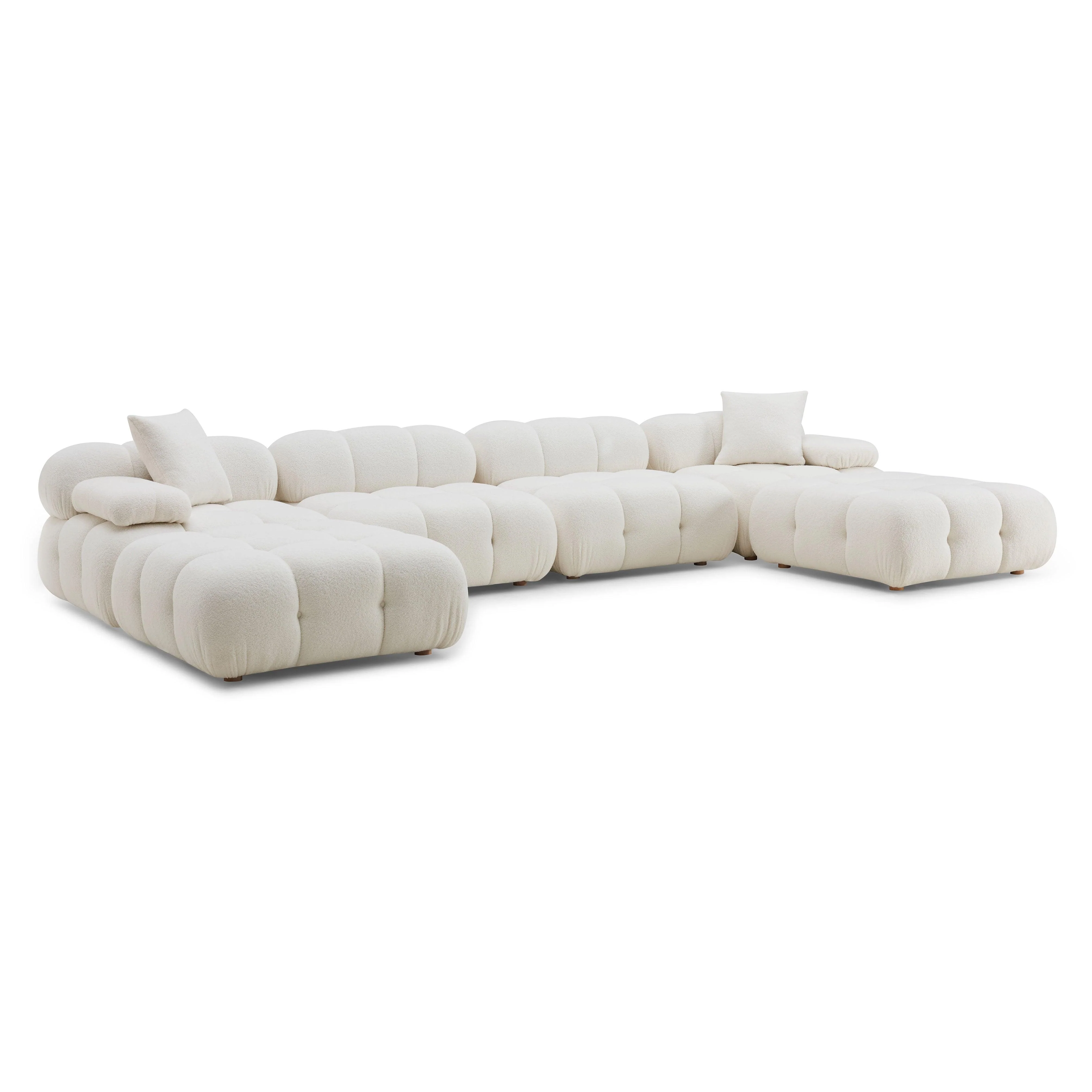 Calliope Cream Vegan Shearling 6-piece Modular U-Sectional - Frankwebs