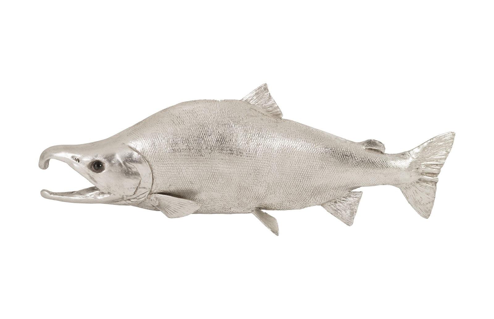 Sockeye Salmon Fish Wall Sculpture, Resin, Silver Leaf - Frankwebs