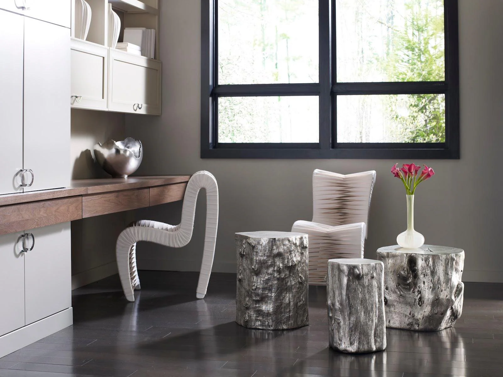 Log Stool, Silver Leaf, SM - Frankwebs