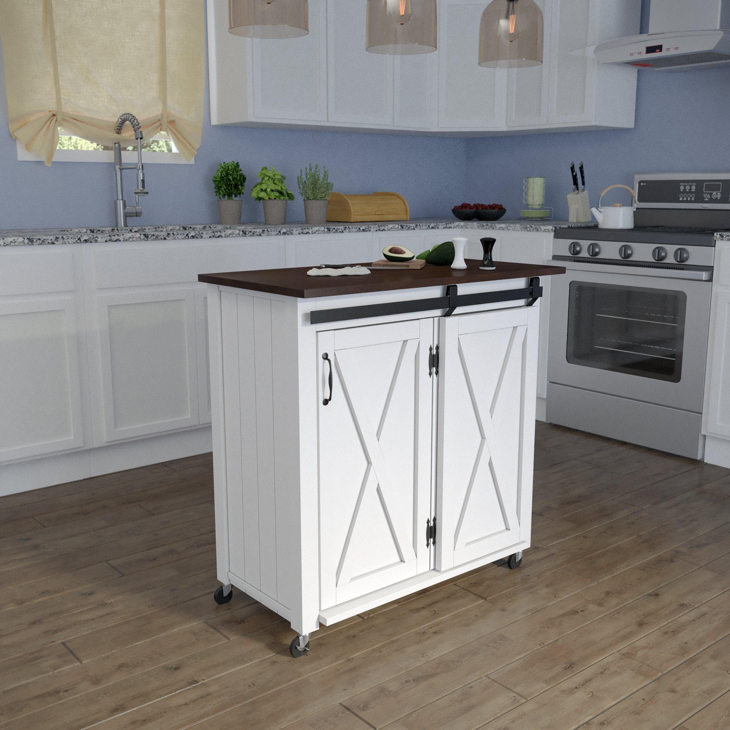 Leshire Barn-Door Kitchen Cart - Frankwebs