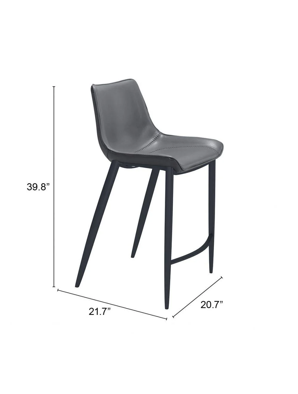 Magnus Counter Chair (Set of 2) Dark Gray & Black - Frankwebs