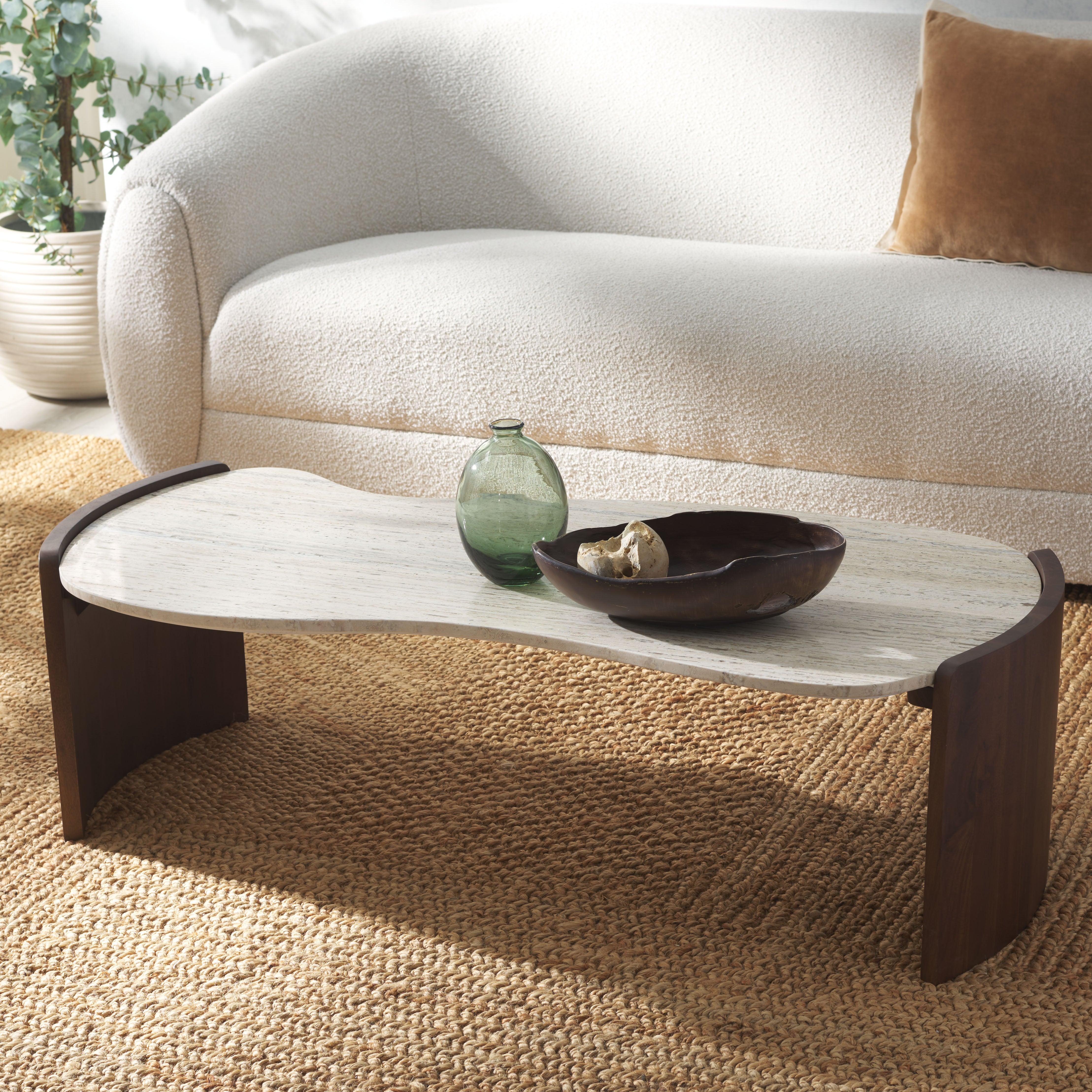 Sheyenne Travertine Top Coffee Table - Frankwebs