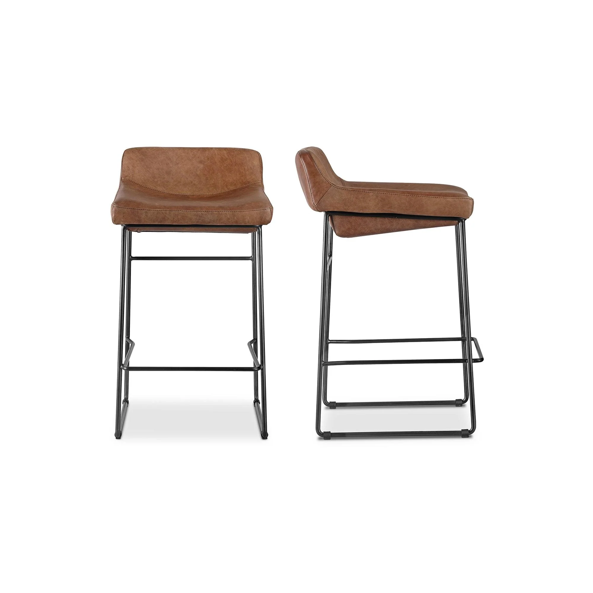 Starlet Counter Stool Open Road Brown Leather - Set Of Two - Frankwebs