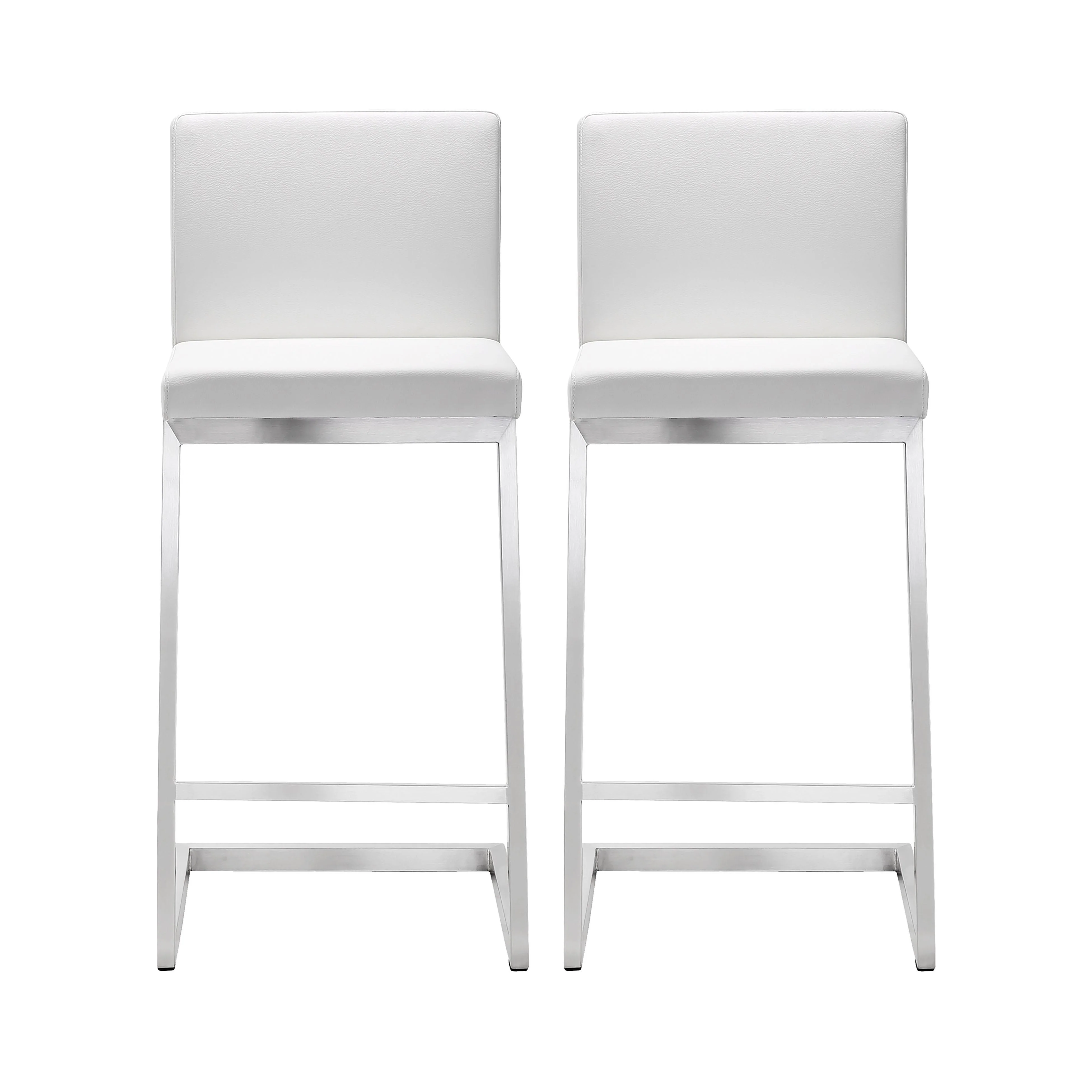 Parma White Stainless Steel Counter Stool - Set of 2 - Frankwebs