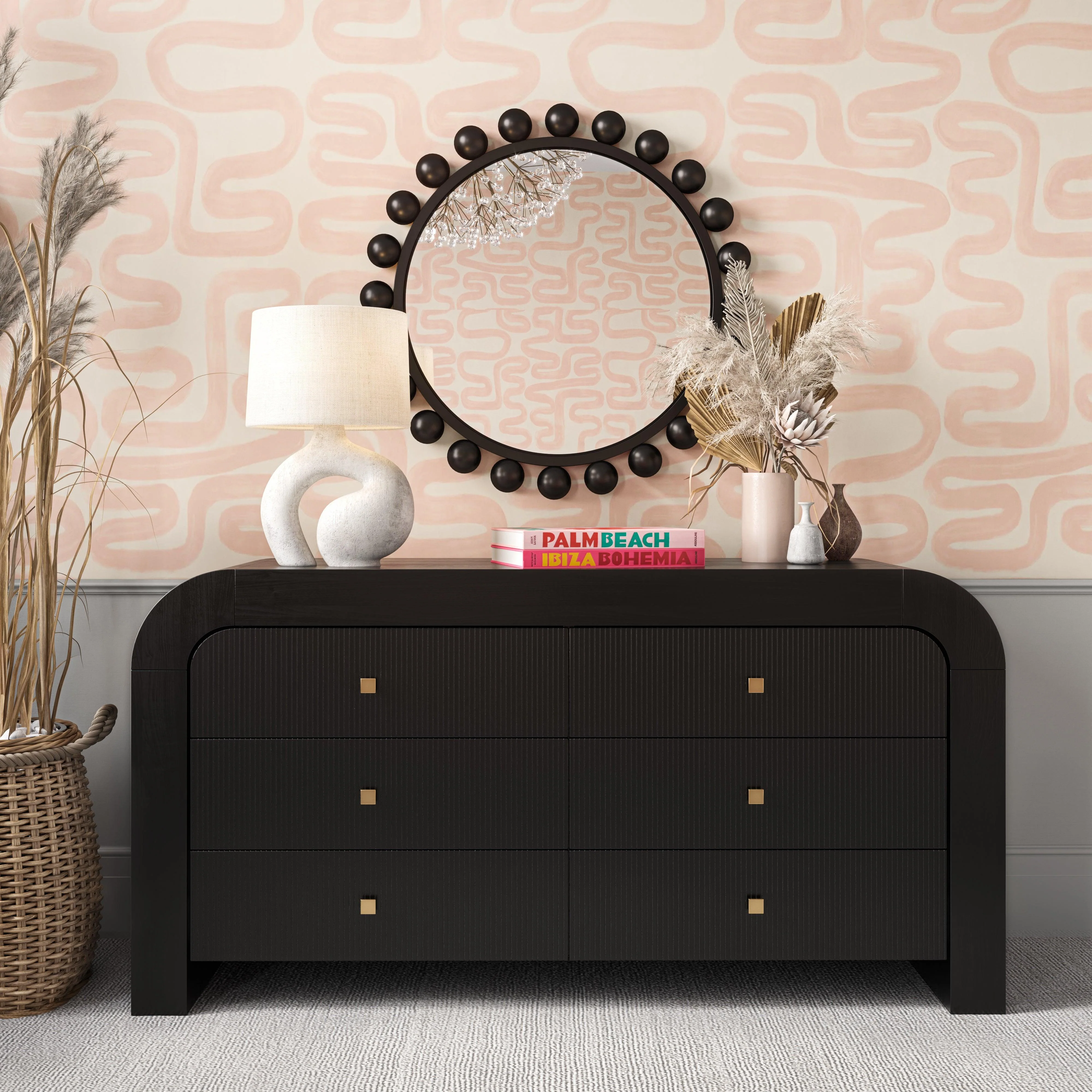 Hump 6 Drawer Black Dresser - Frankwebs
