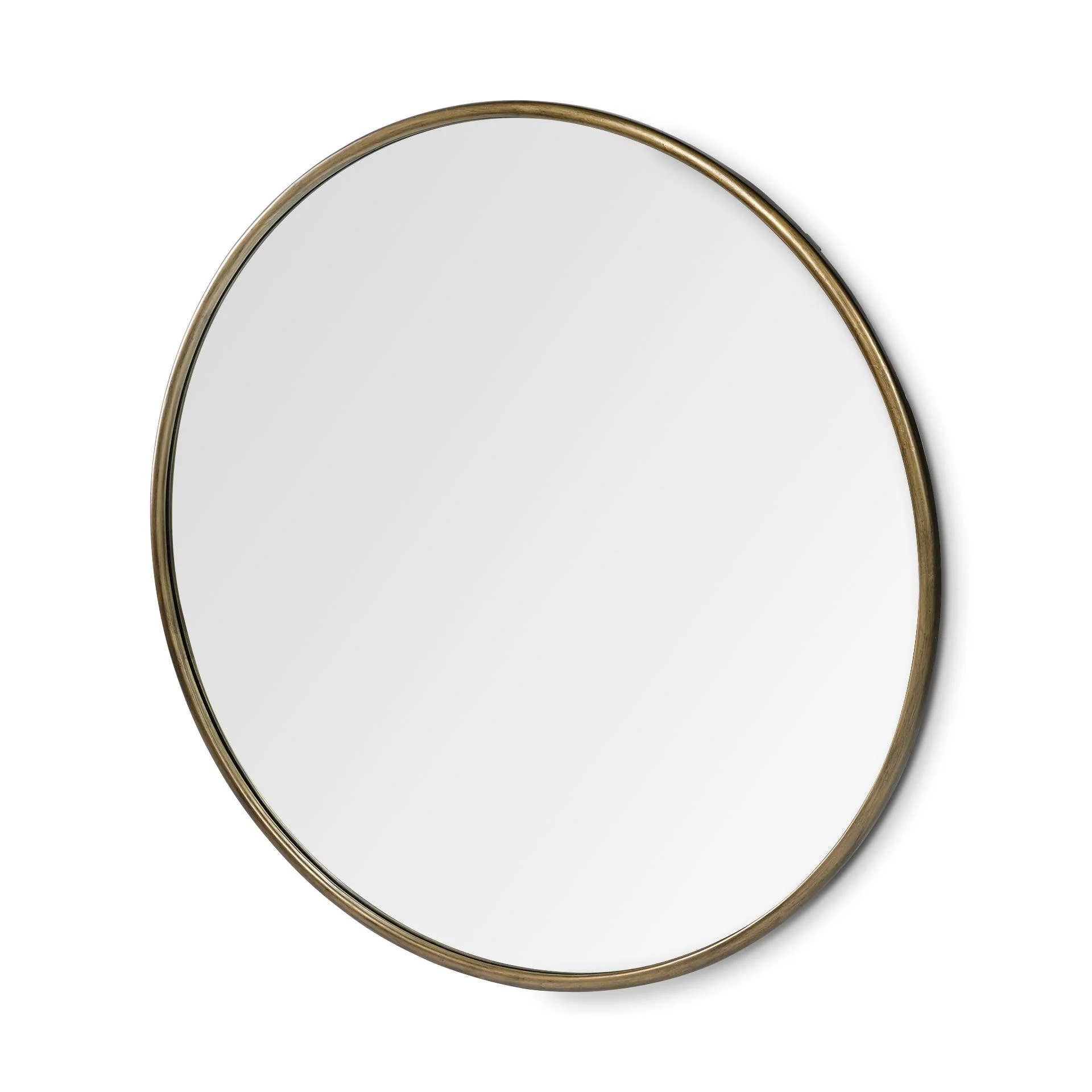 Piper 47.2L x 1.0W x 47.2H Large Gold Metal Round Wall Mirror - Frankwebs