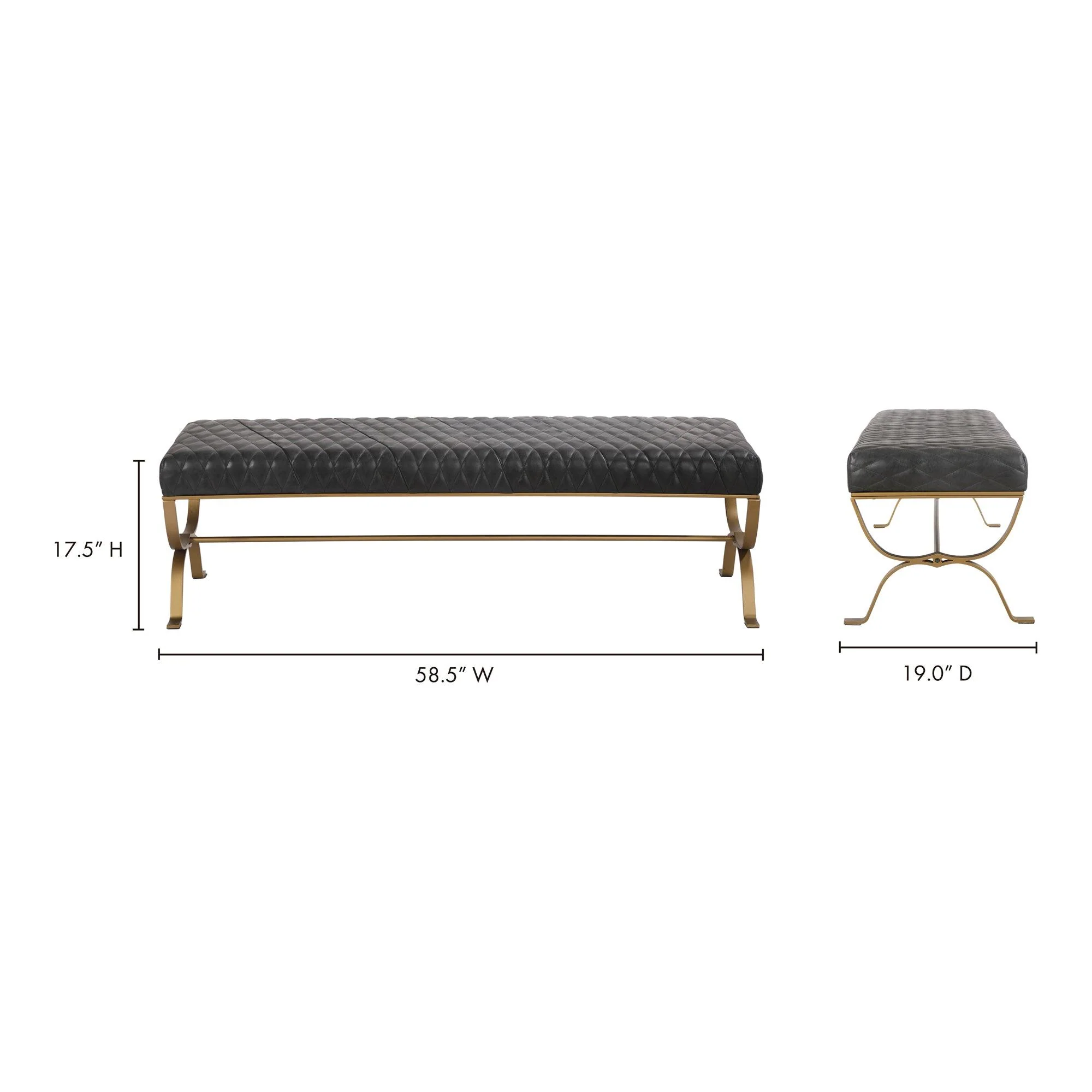 Teatro Bench Onyx Black Leather - Frankwebs