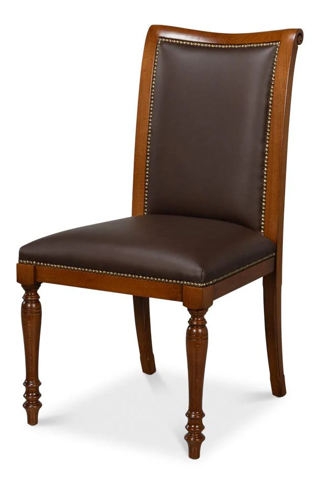 Camile Leather Side Chair - Brown - Set of 2 - Frankwebs