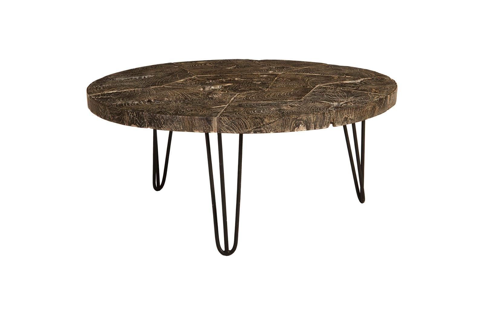Driftwood Top Coffee Table, Black Wash - Frankwebs