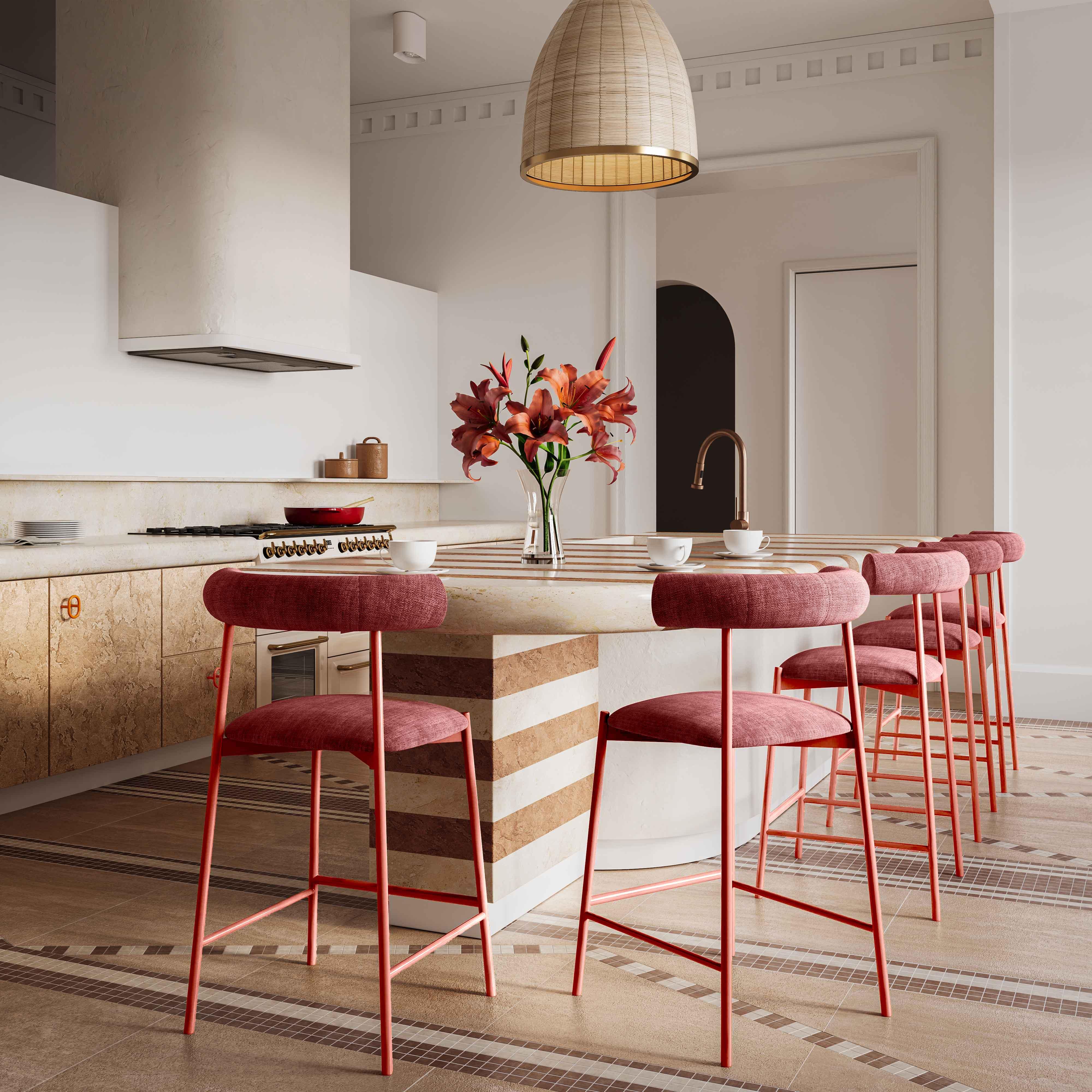 Liliana Mauve Velvet Bar Stool - Frankwebs