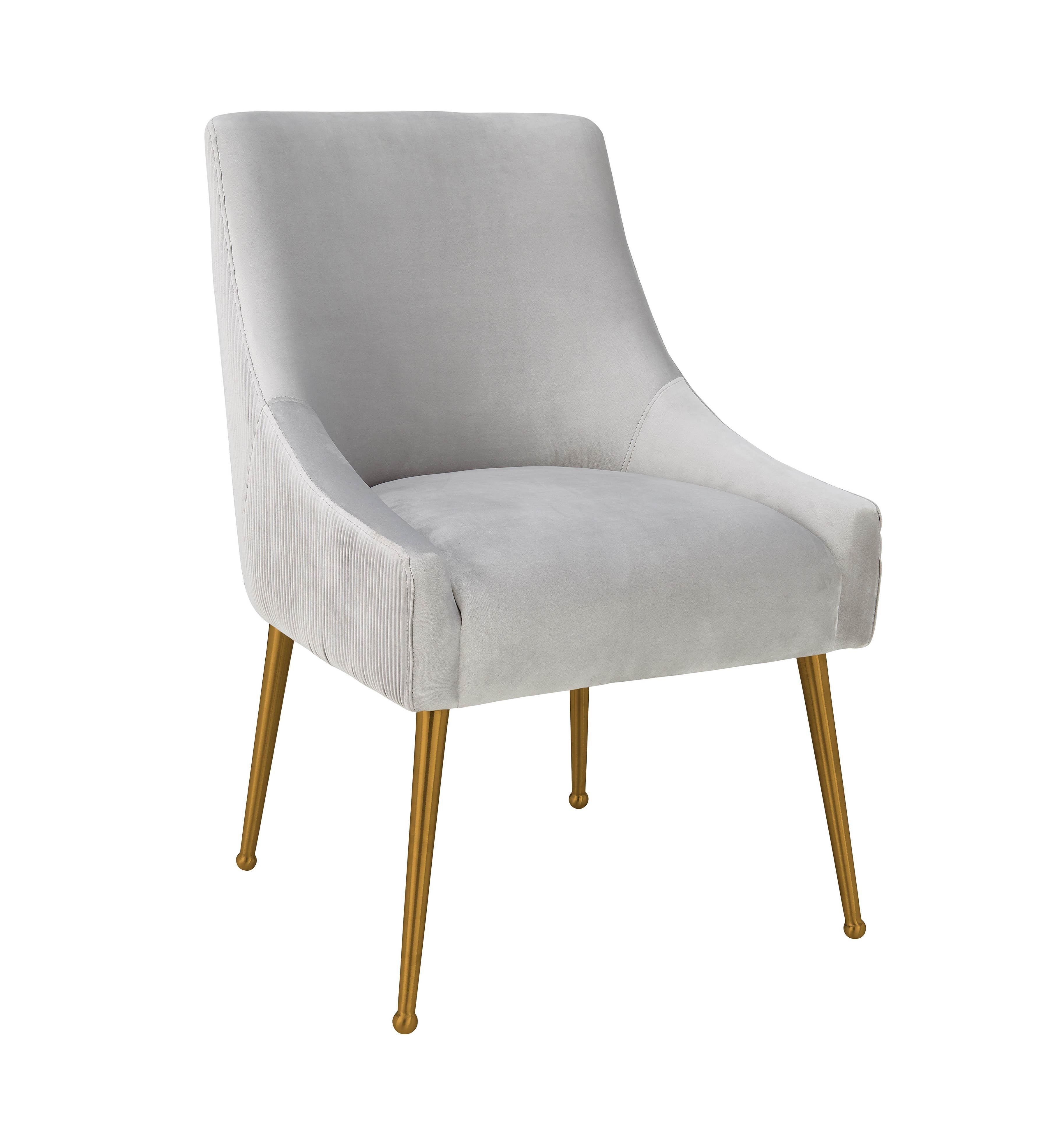 Beatrix Pleated Light Grey Velvet Side Chair - Frankwebs
