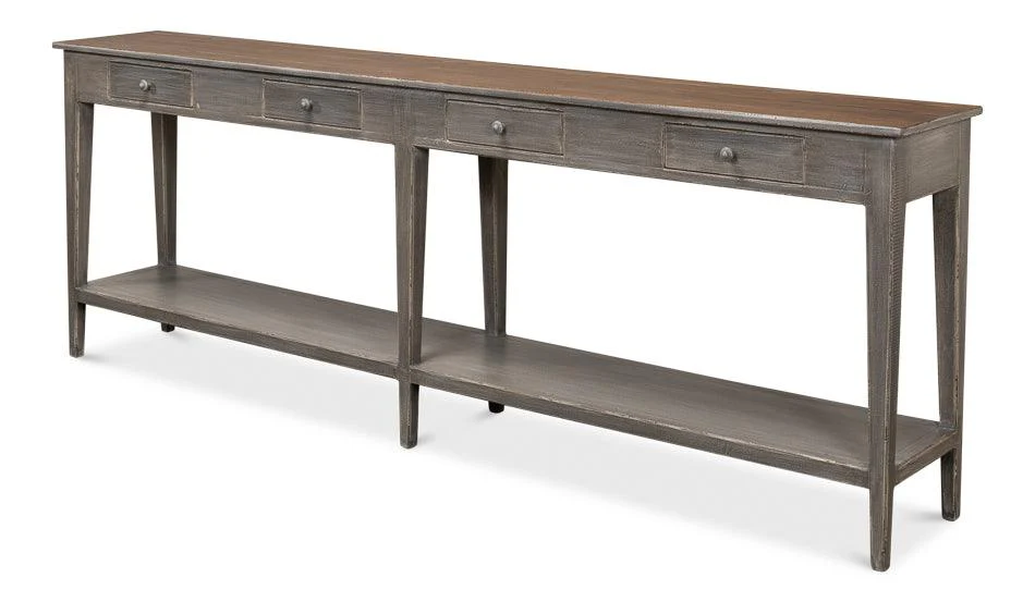 Provincial Hall Table - Grey W/Natural Tp - Frankwebs