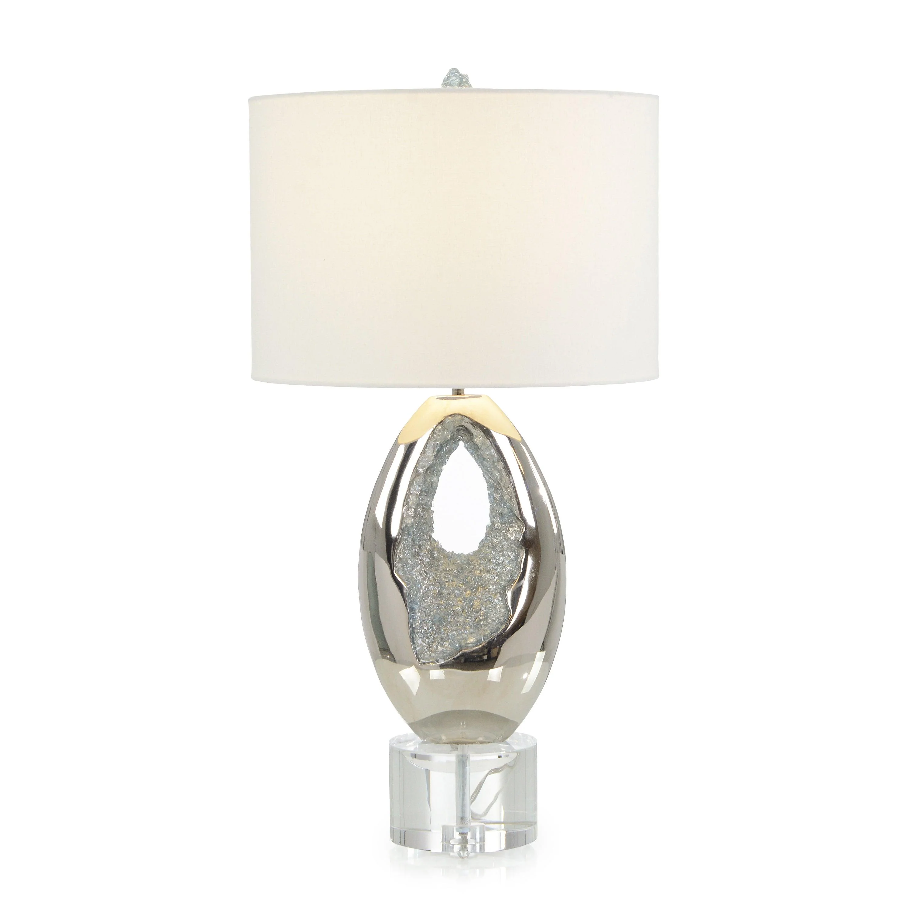 Polished Nickel and Sea Blue Geode Table Lamp - Frankwebs
