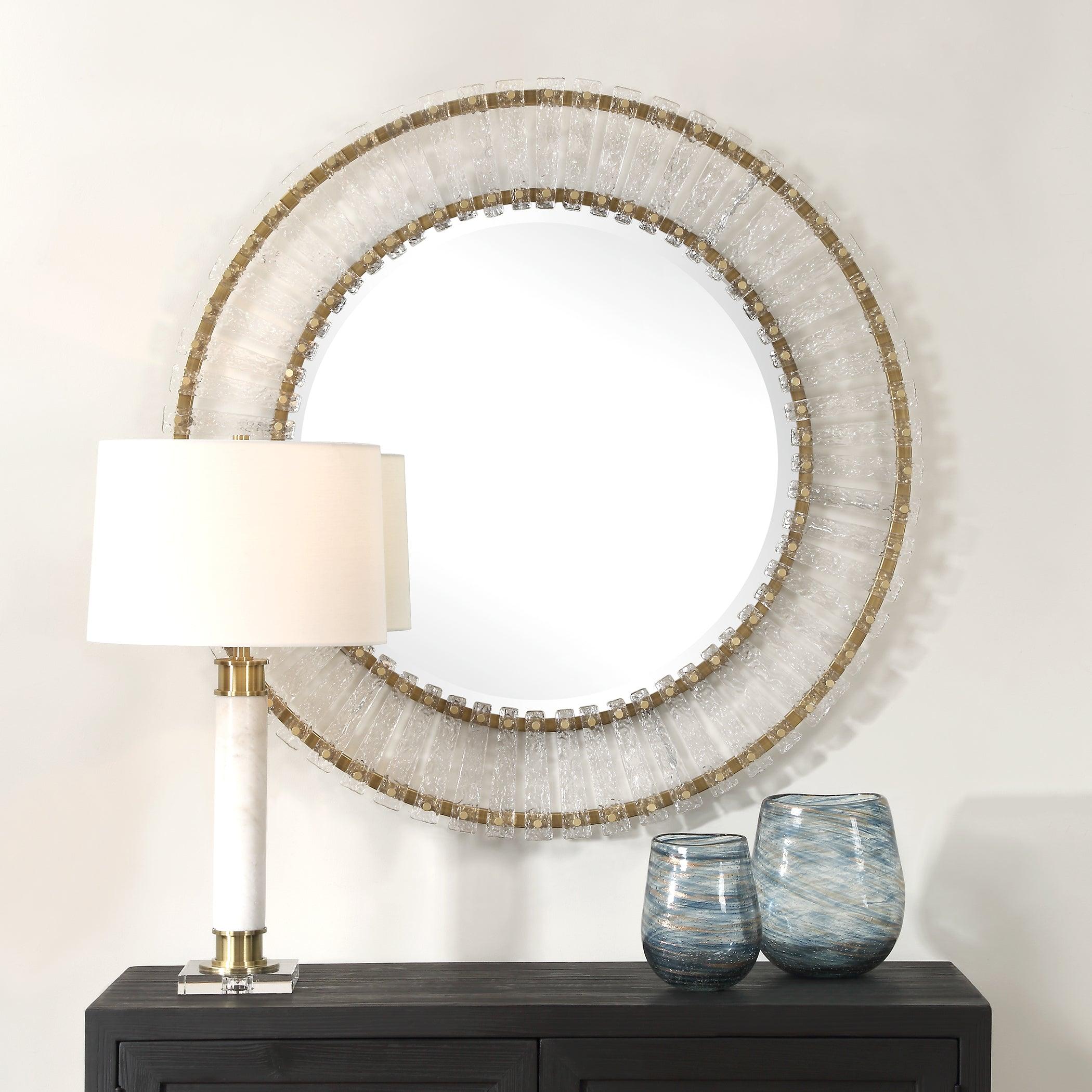 Denali Textured Glass Round Mirror - Frankwebs