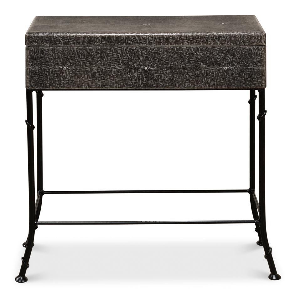 Grey Leather Shagreen Box On Stand - Frankwebs